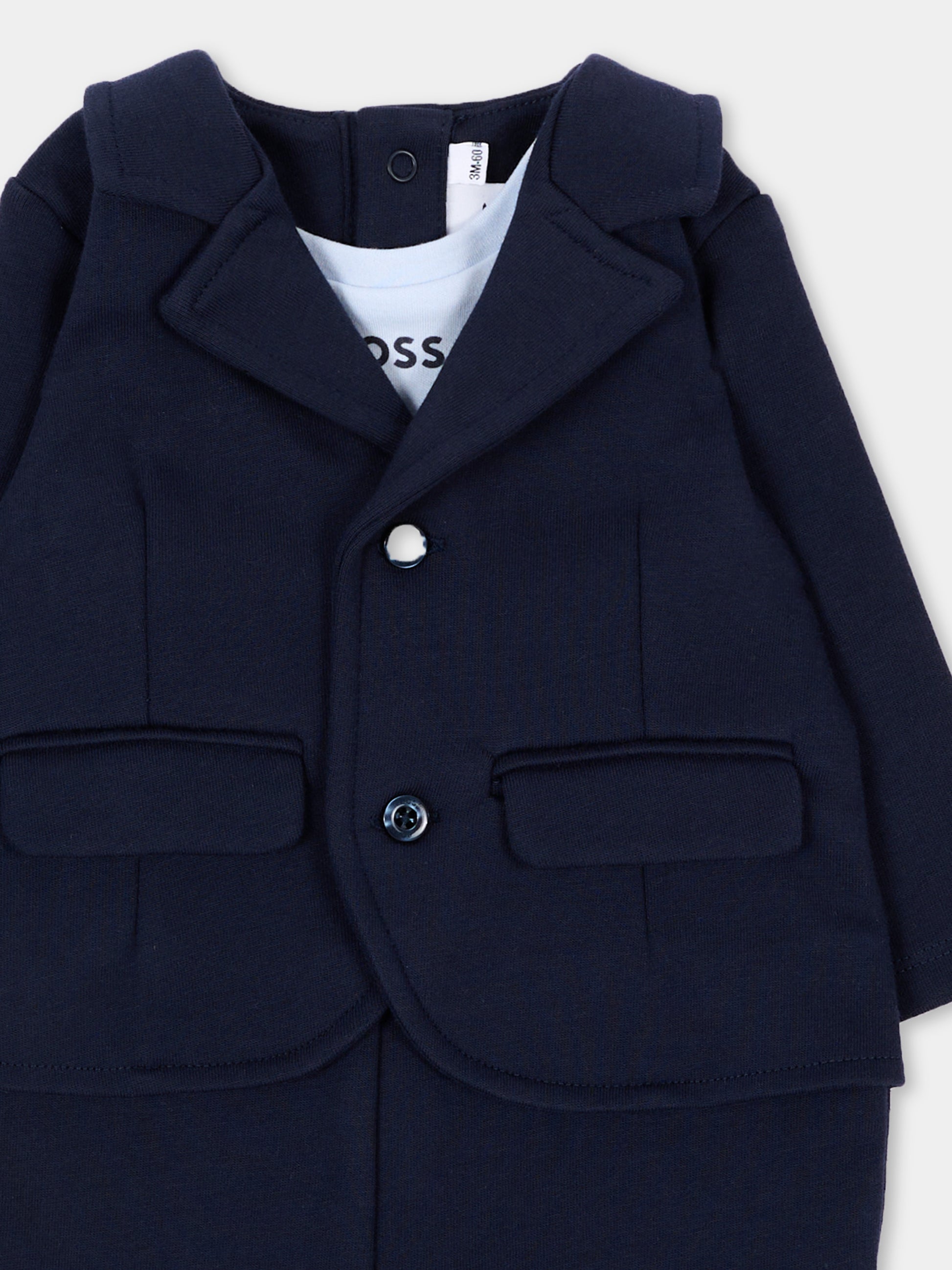 Tutina blu per neonato effetto giacca,Boss,J53303 849