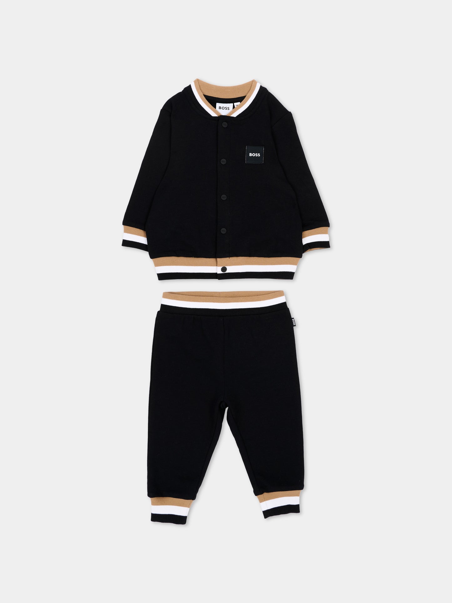 Completo sportivo nero per neonato con logo,Boss,J53305 09B