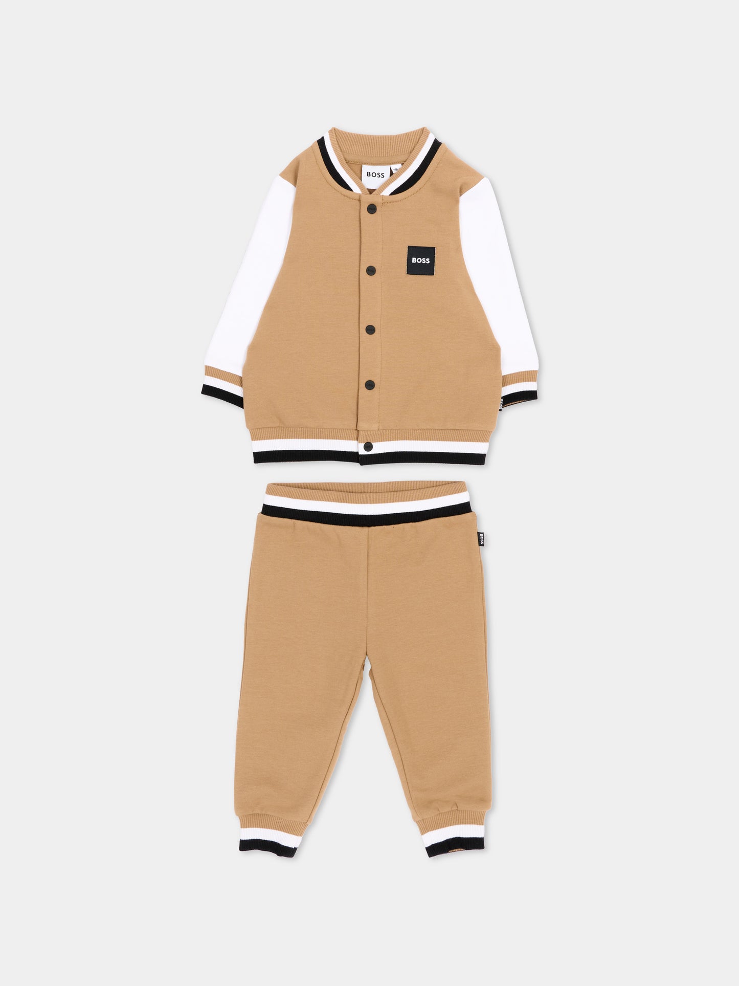 Completo sportivo beige per neonato con logo,Boss,J53305 269