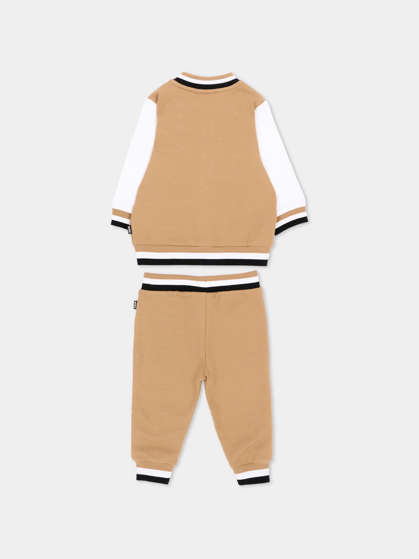 Completo sportivo beige per neonato con logo,Boss,J53305 269