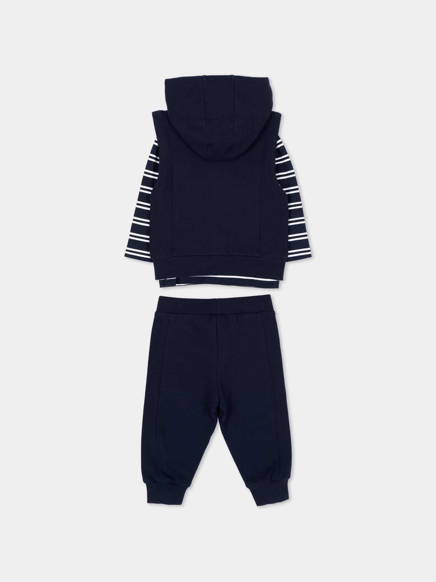 Completo sportivo lungo blu per neonato con logo,Boss,J53311 849