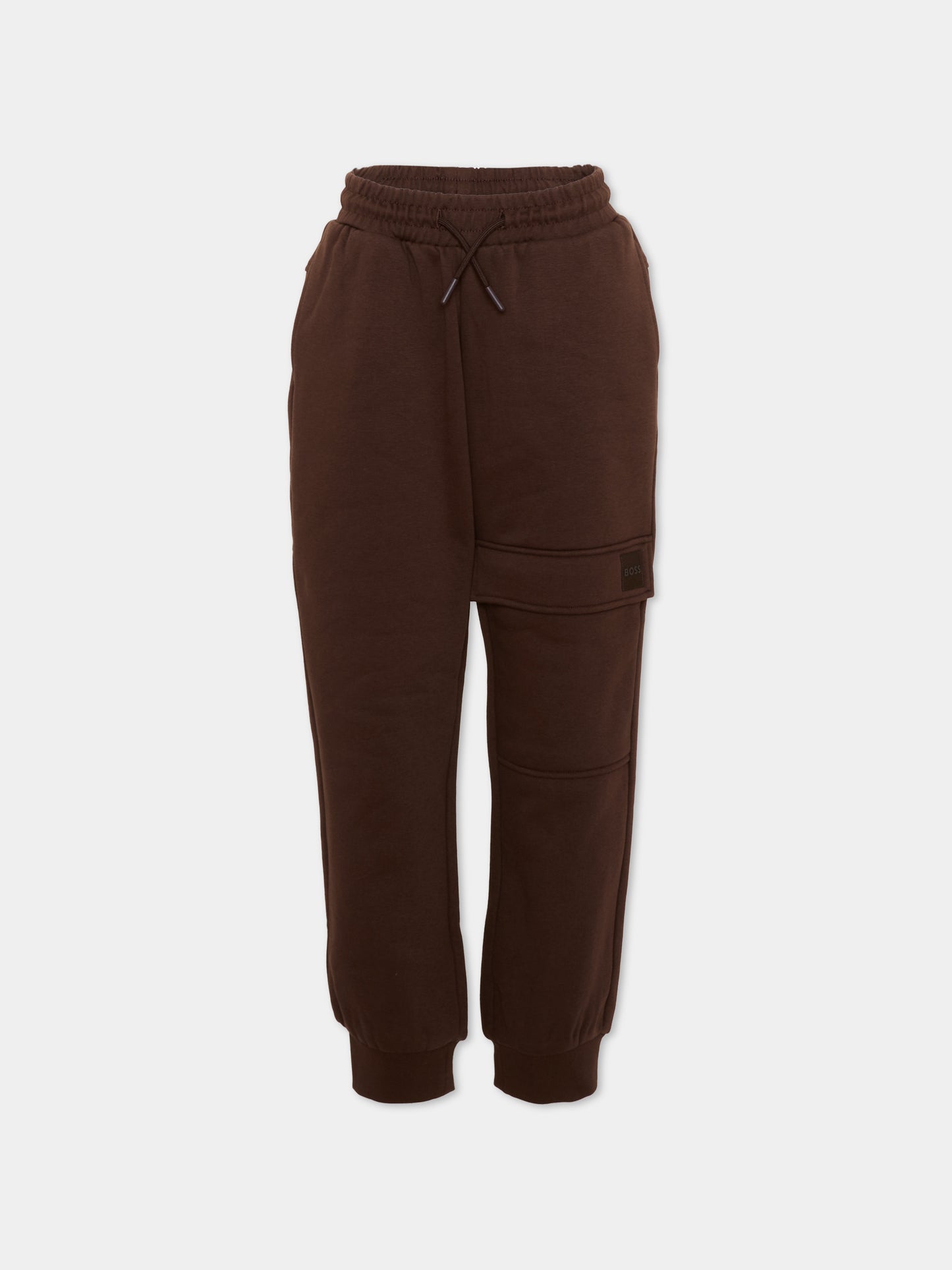 Pantalone marrone per bambino con logo,Boss,J53352 343