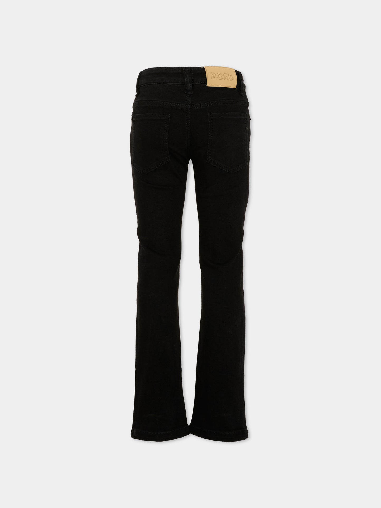 Jeans nero per bambino con logo,Boss,J53357 09B