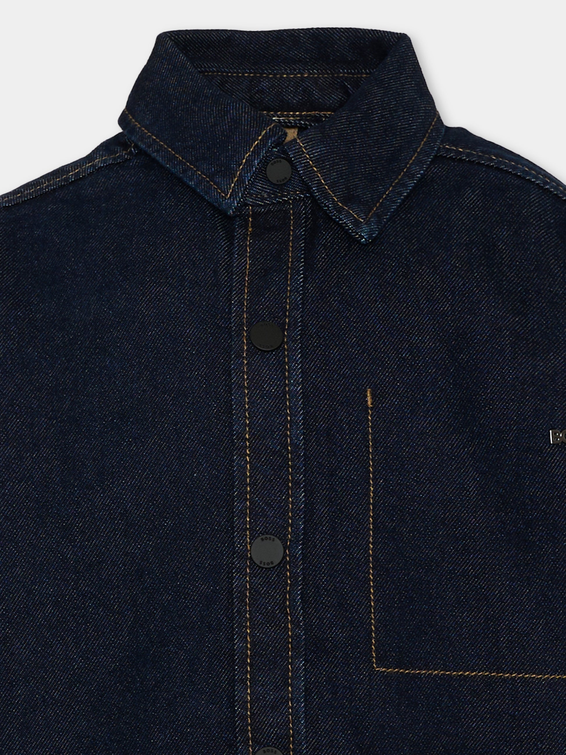 Camicia in denim per bambino con logo,Boss,J53362 Z35