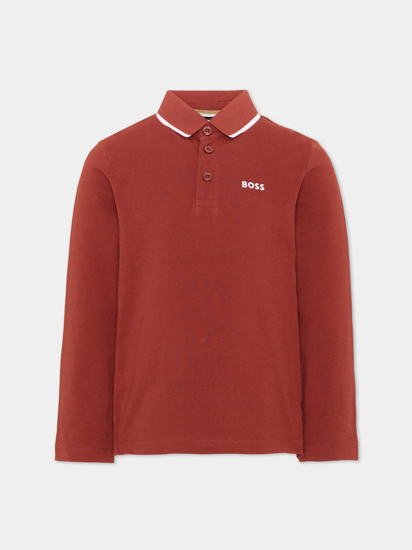 Polo bordeaux per bambino con logo,Boss,J53376 95G