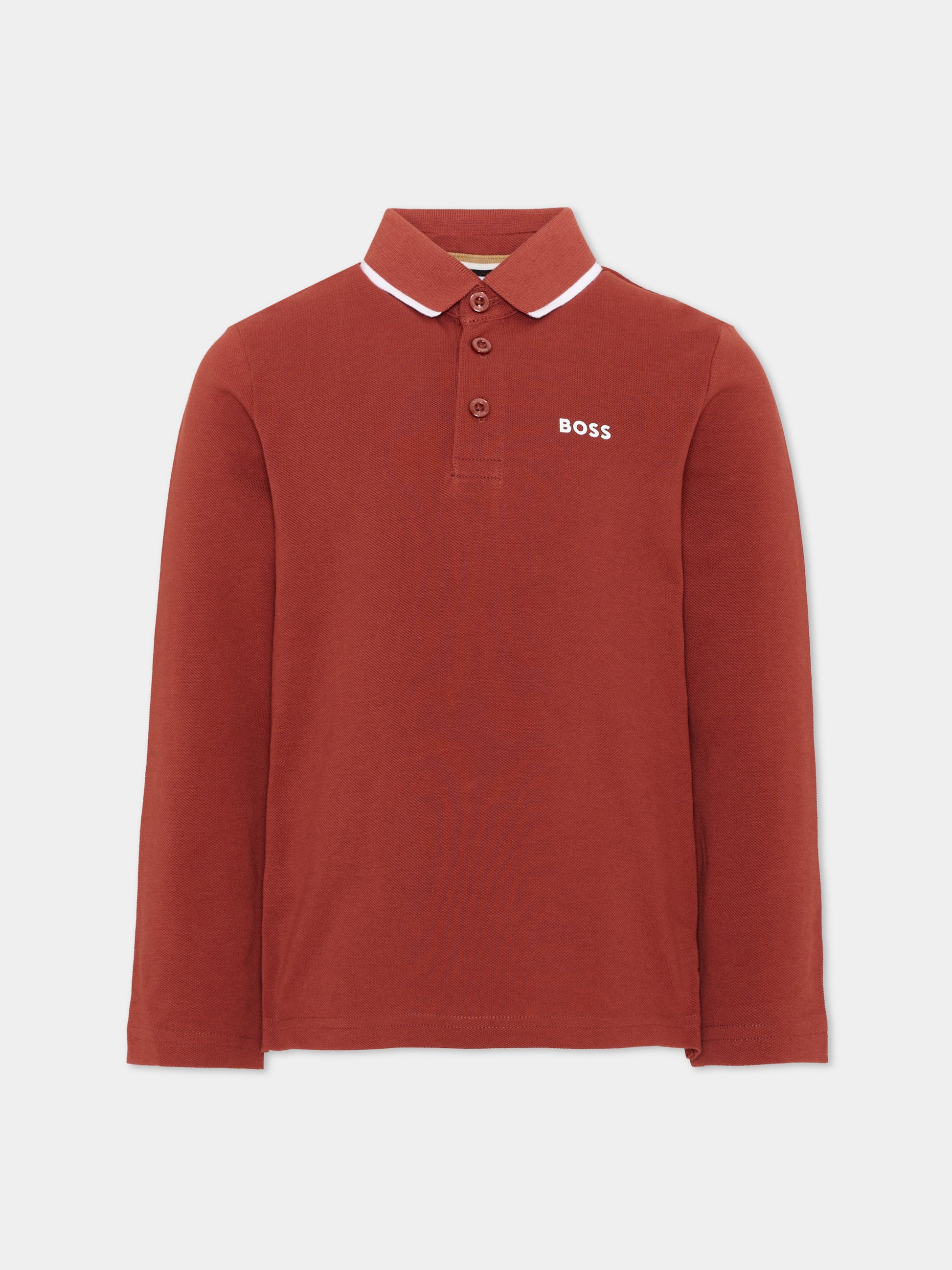 Polo bordeaux per bambino con logo,Boss,J53376 95G