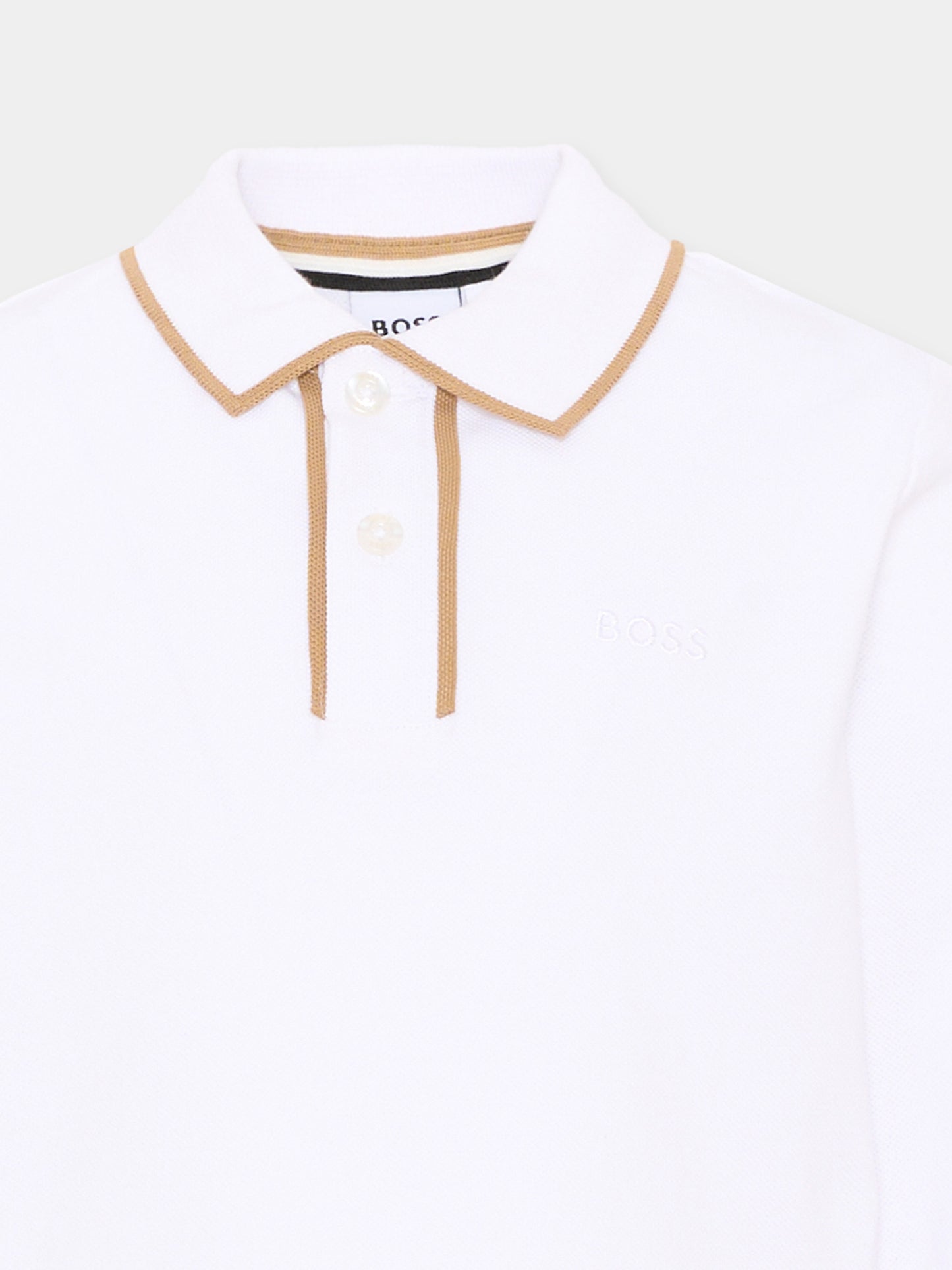 Polo bianca per bambino con logo,Boss,J53379 10P