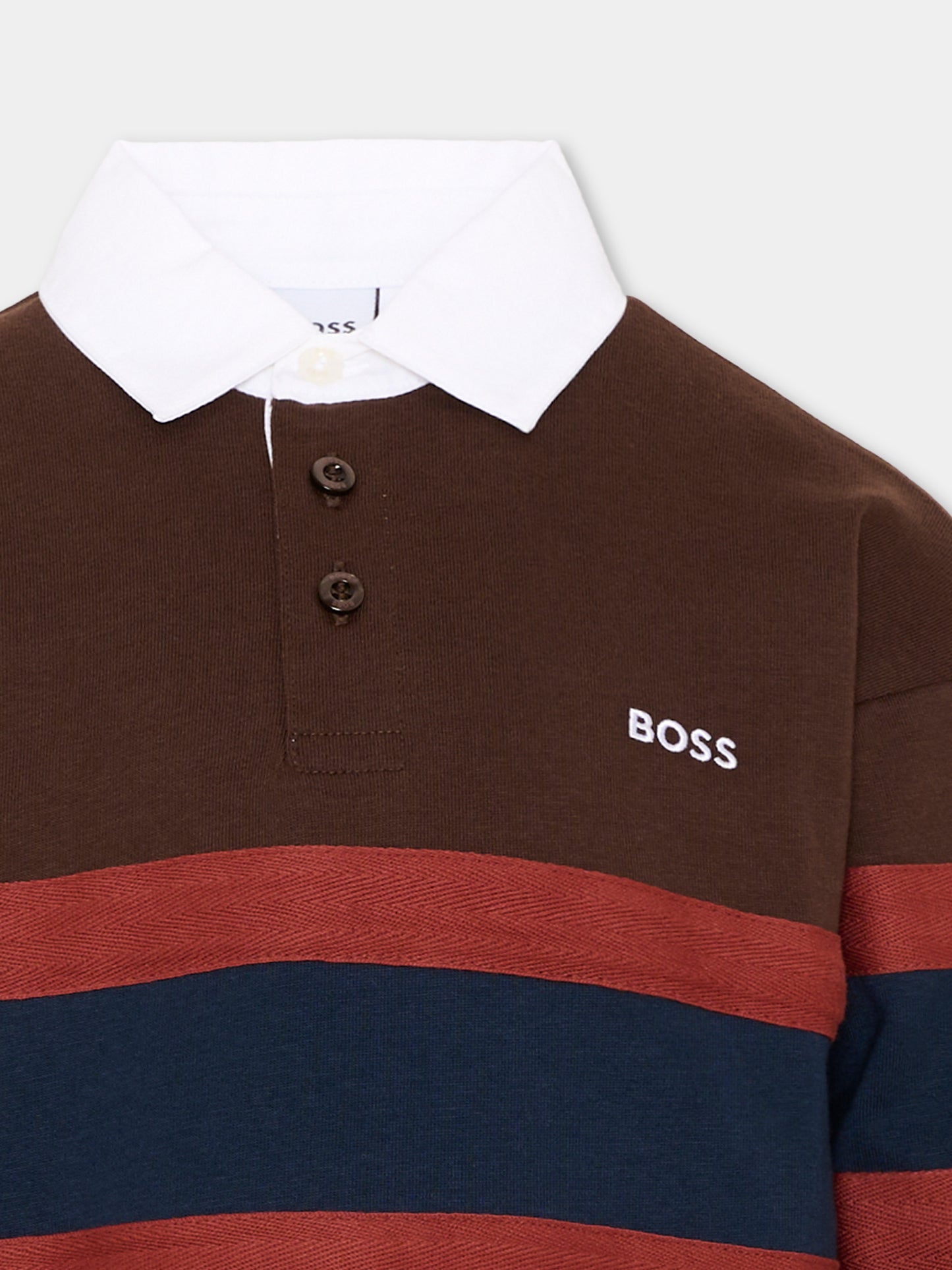 Polo marrone per bambino con logo,Boss,J53382 343