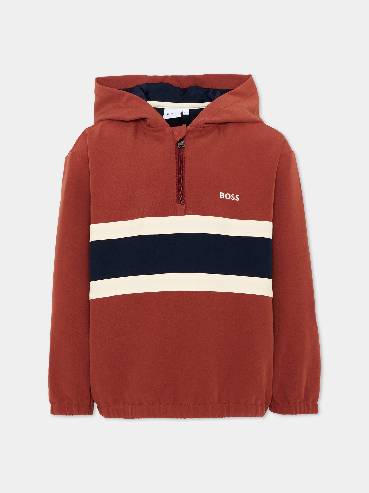 Felpa bordeaux per bambino con logo,Boss,J53399 95G