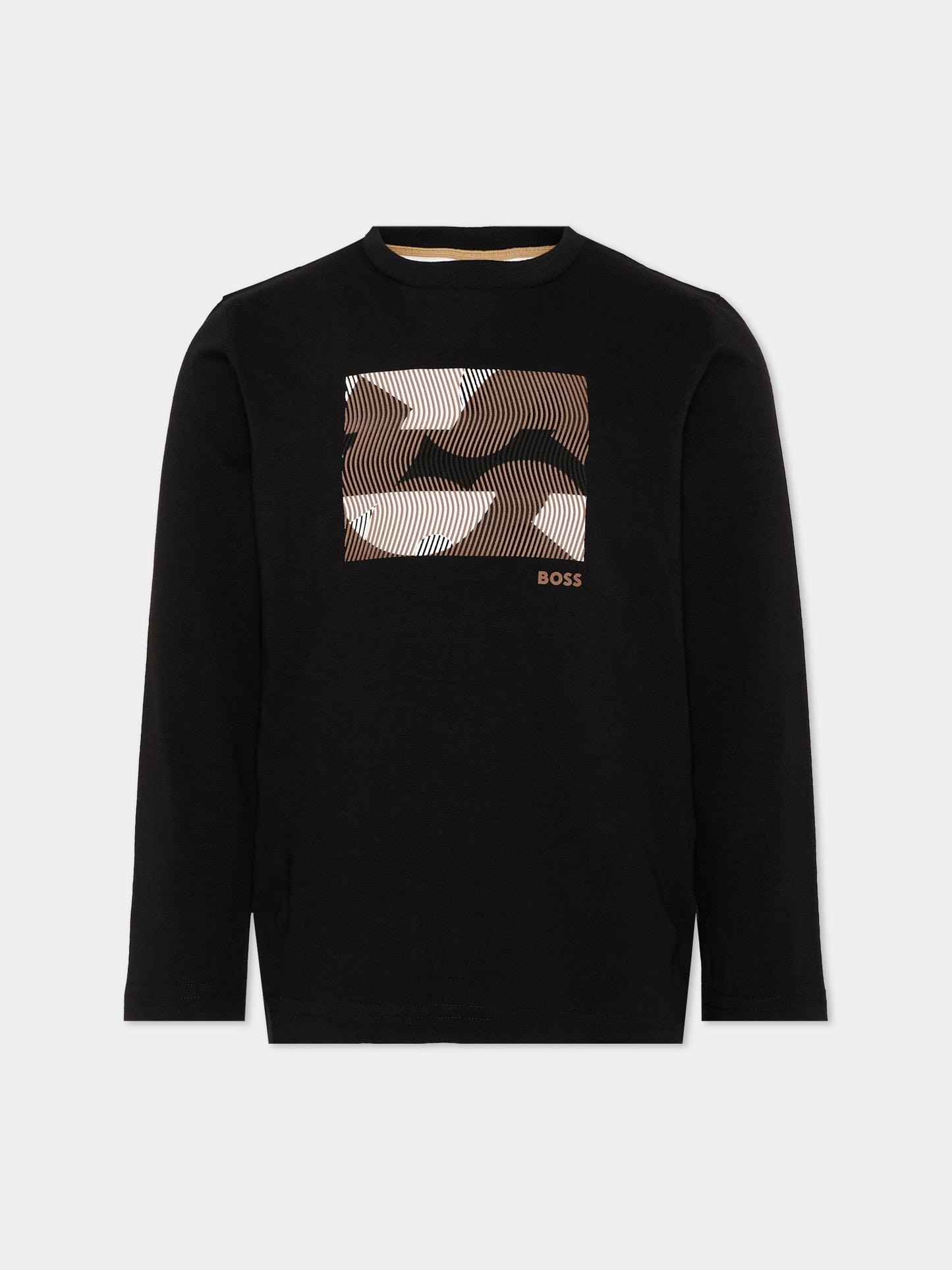 T-shirt nera per bambino con logo,Boss,J53406 09B