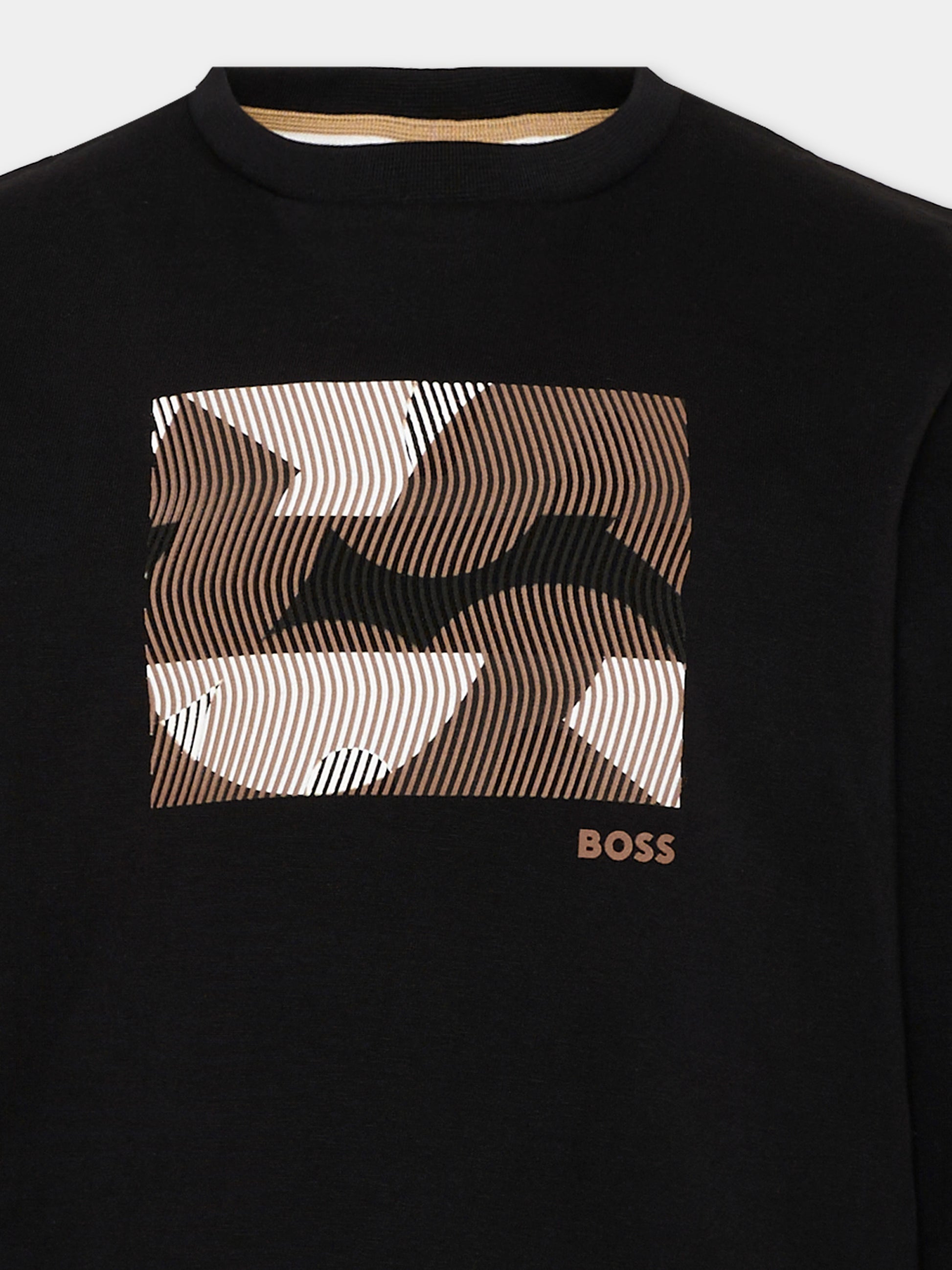T-shirt nera per bambino con logo,Boss,J53406 09B