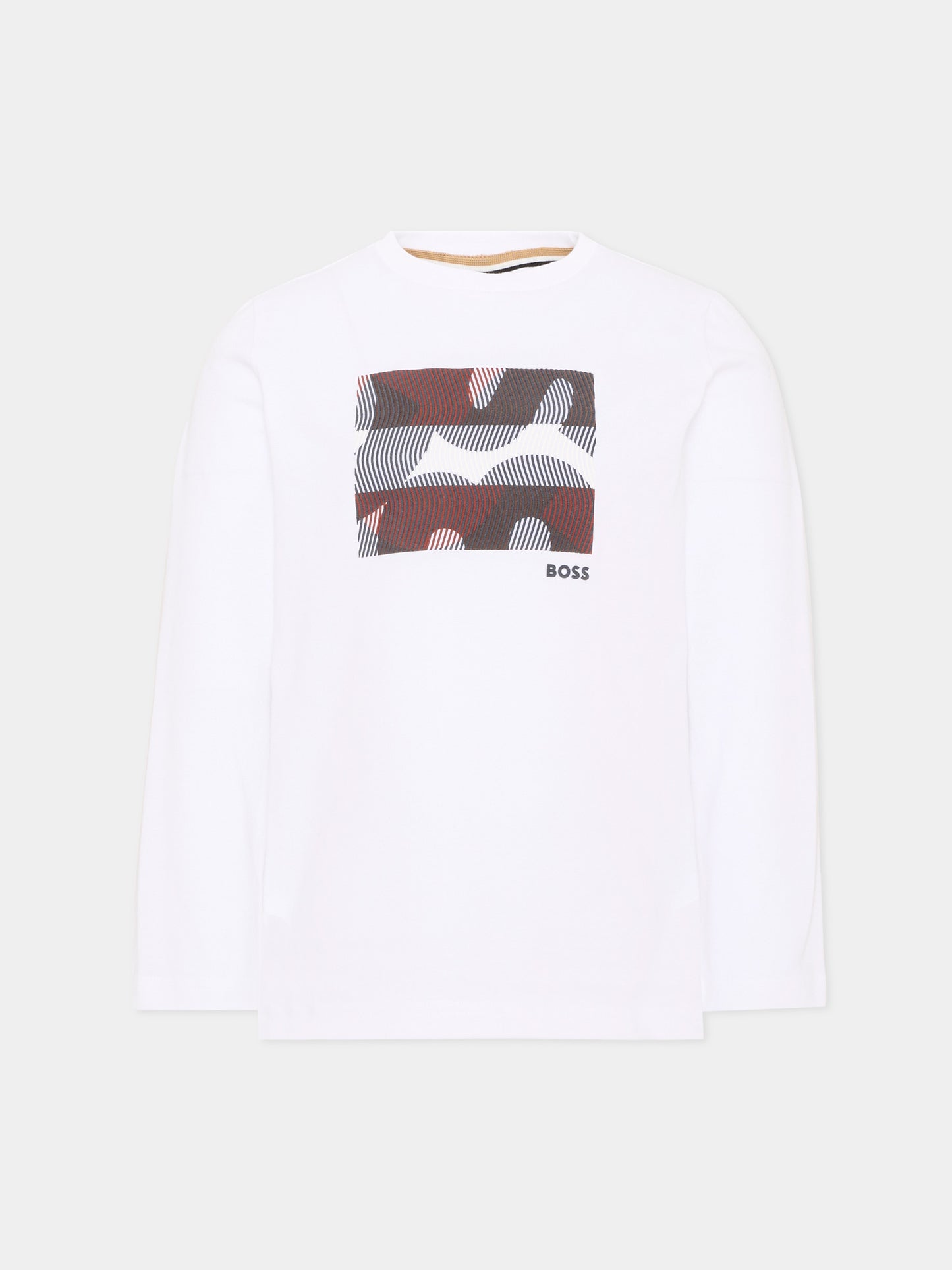 T-shirt bianca per bambino con logo,Boss,J53406 10P
