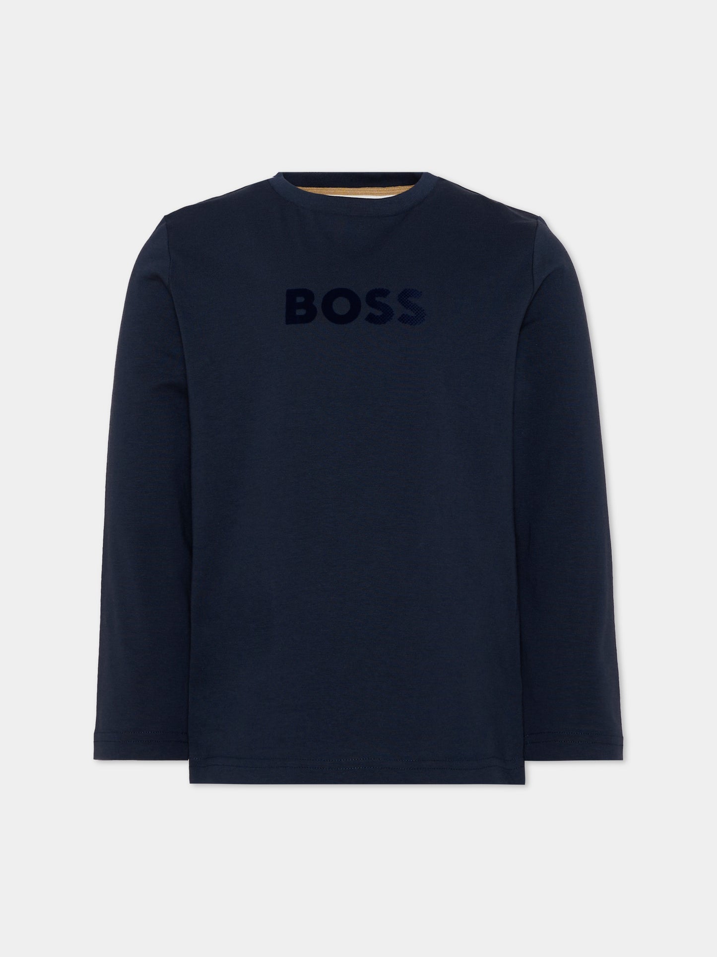 T-shirt blu per bambino con logo,Boss,J53423 849