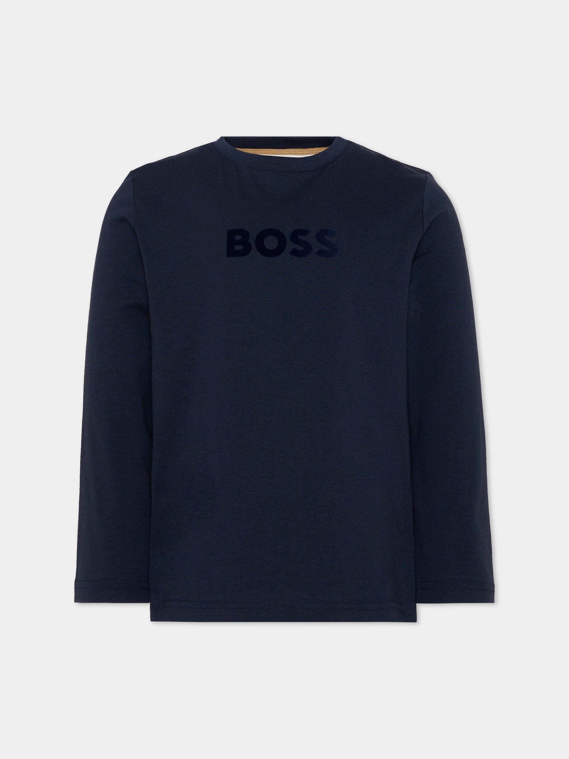 T-shirt blu per bambino con logo,Boss,J53423 849