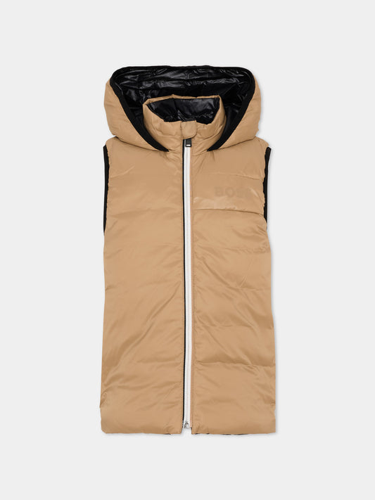 Gilet beige per bambino con logo,Boss,J53436 269