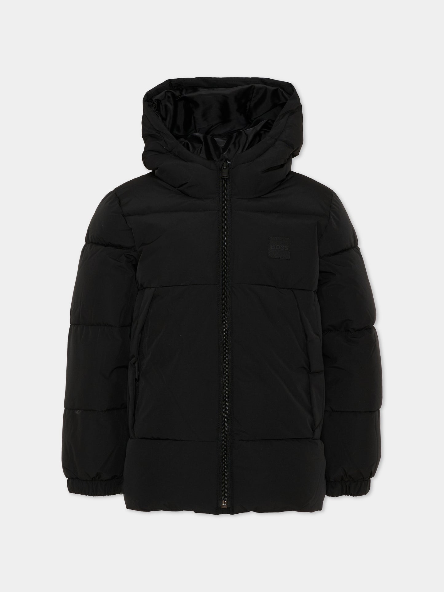 Piumini nero per bambino con logo,Boss,J53437 09B