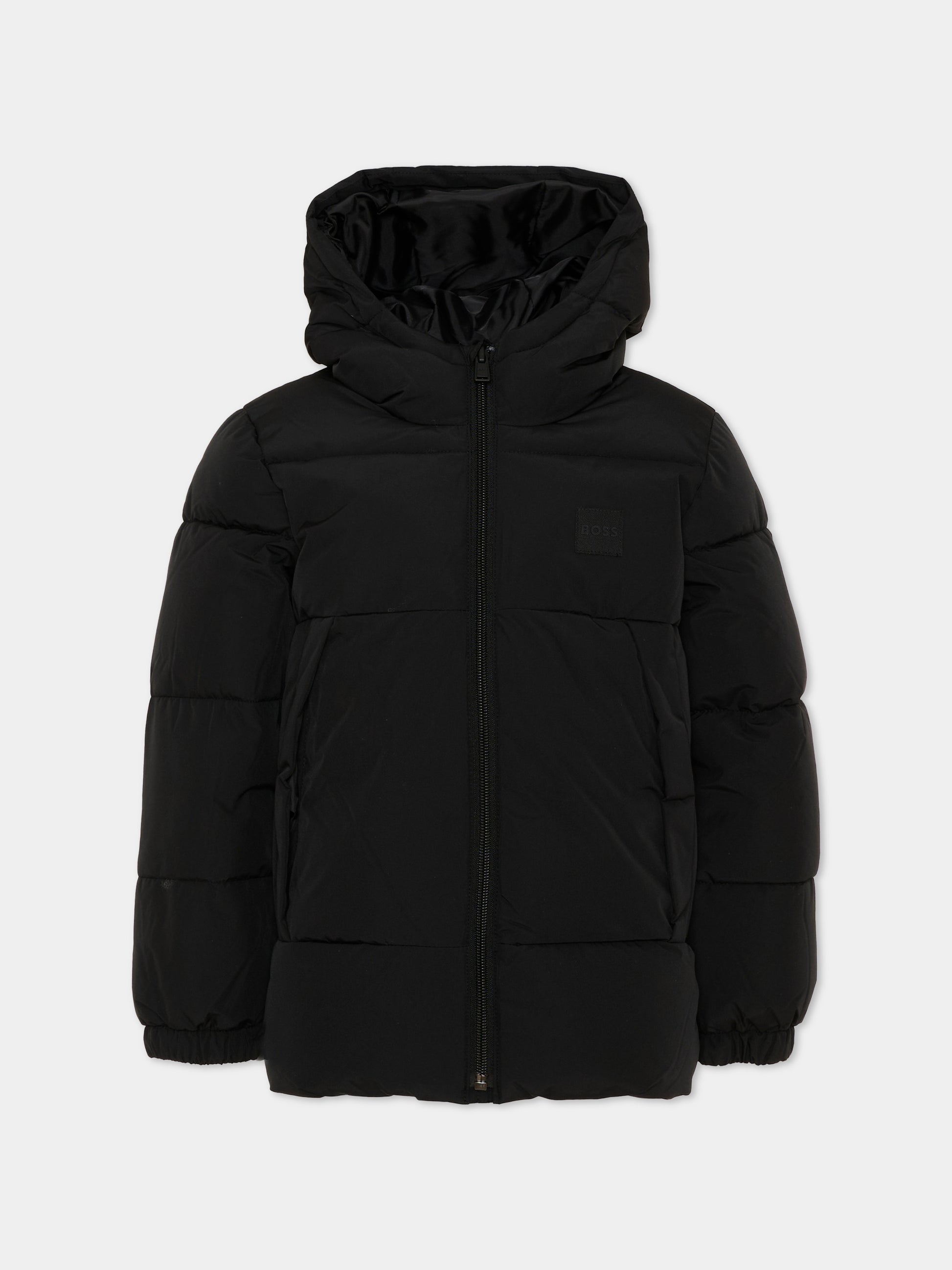 Piumini nero per bambino con logo,Boss,J53437 09B