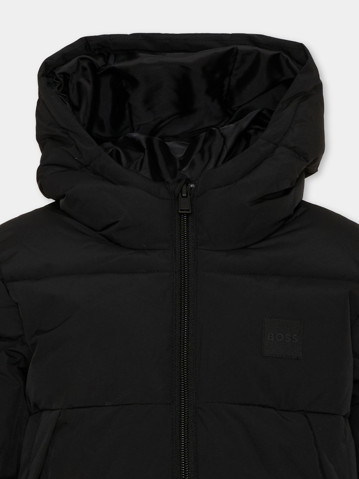 Piumini nero per bambino con logo,Boss,J53437 09B