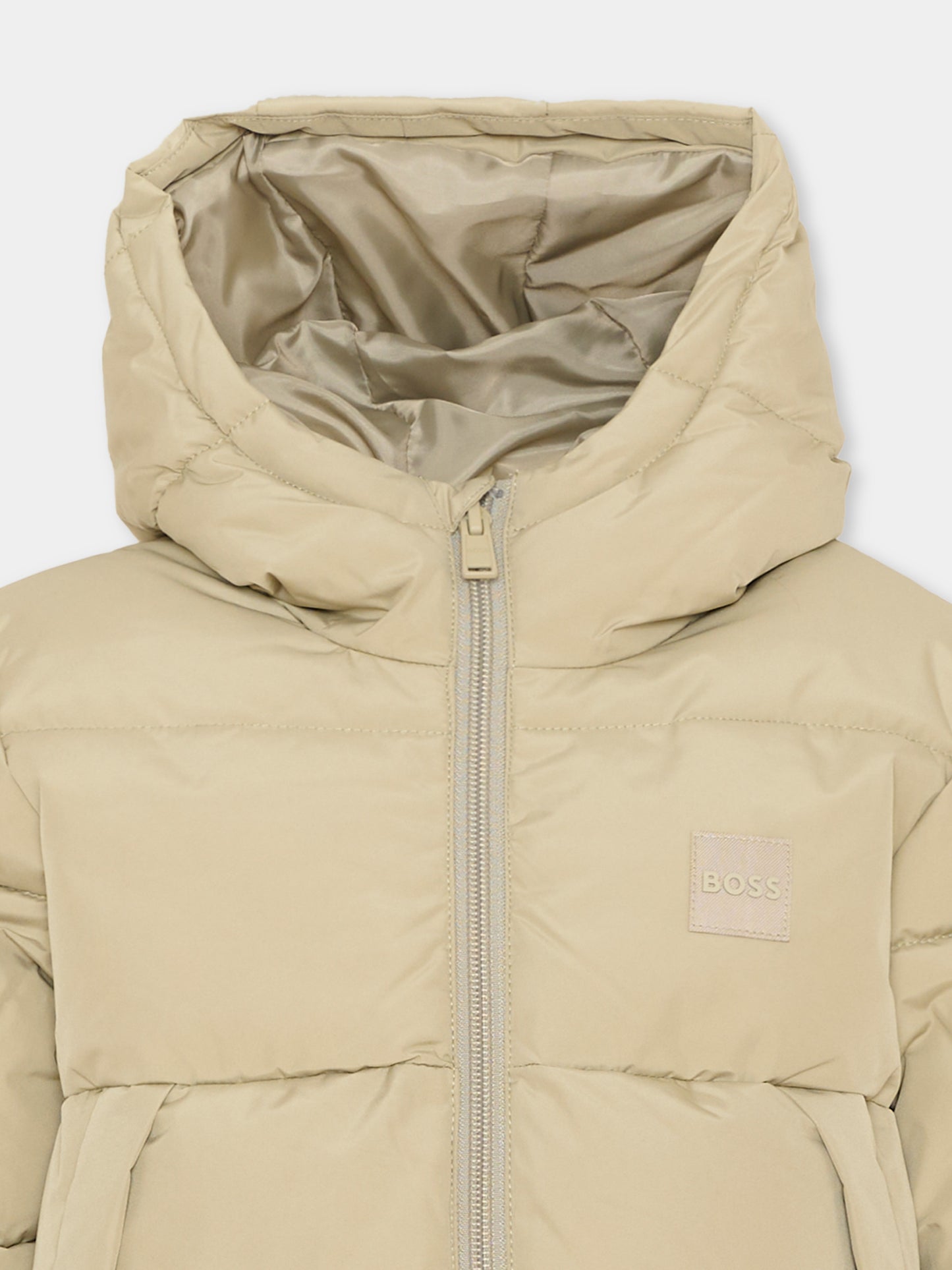 Piumini verde per bambino con logo,Boss,J53437 68S
