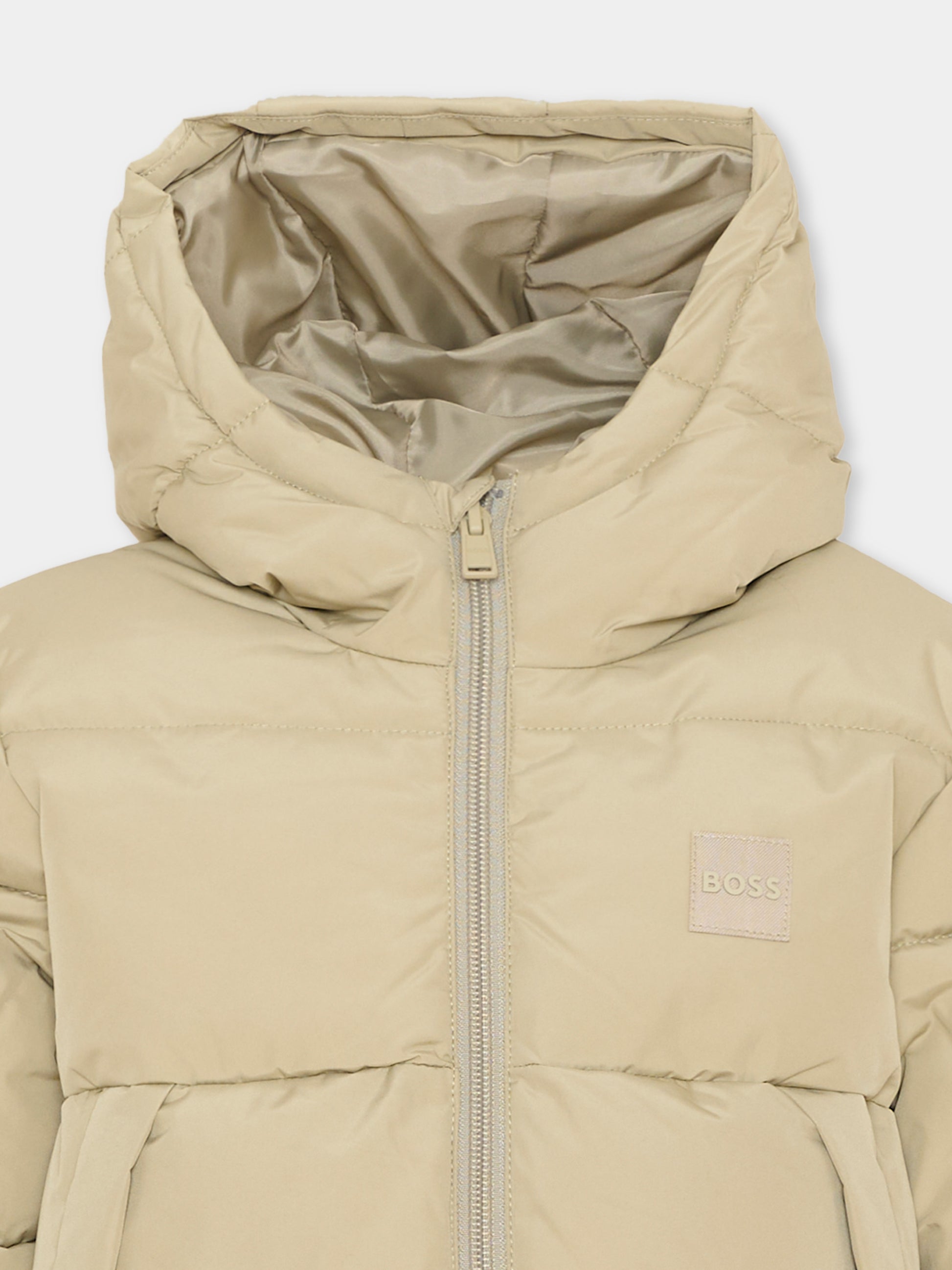 Piumini verde per bambino con logo,Boss,J53437 68S