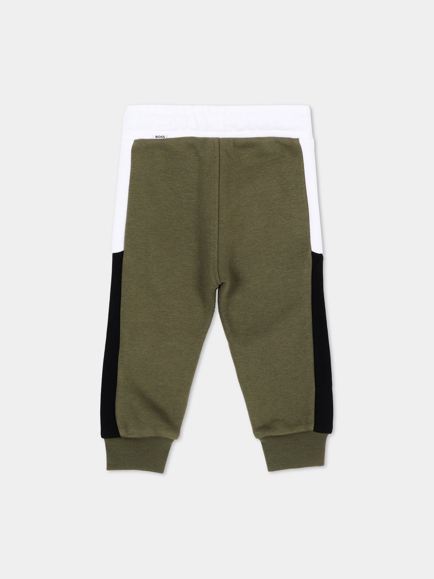 Pantalone verde per neonato con logo,Boss,J53468 63D