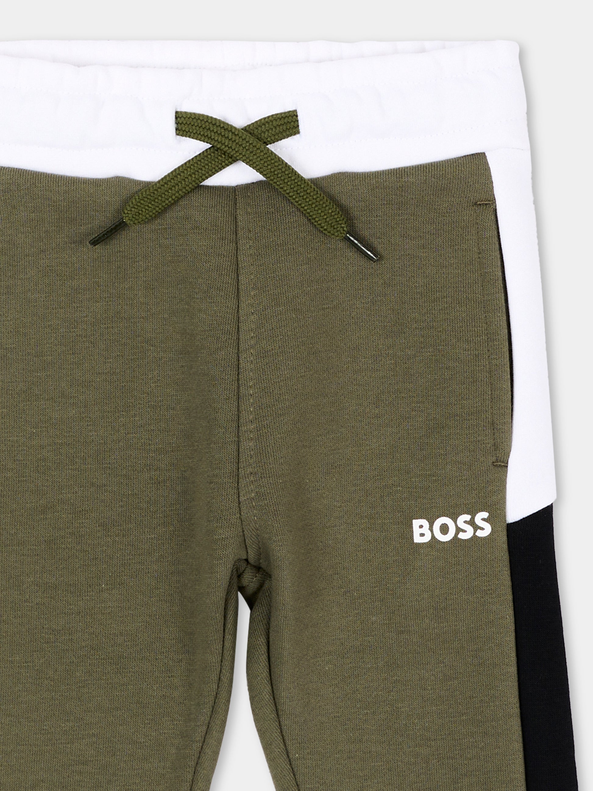 Pantalone verde per neonato con logo,Boss,J53468 63D
