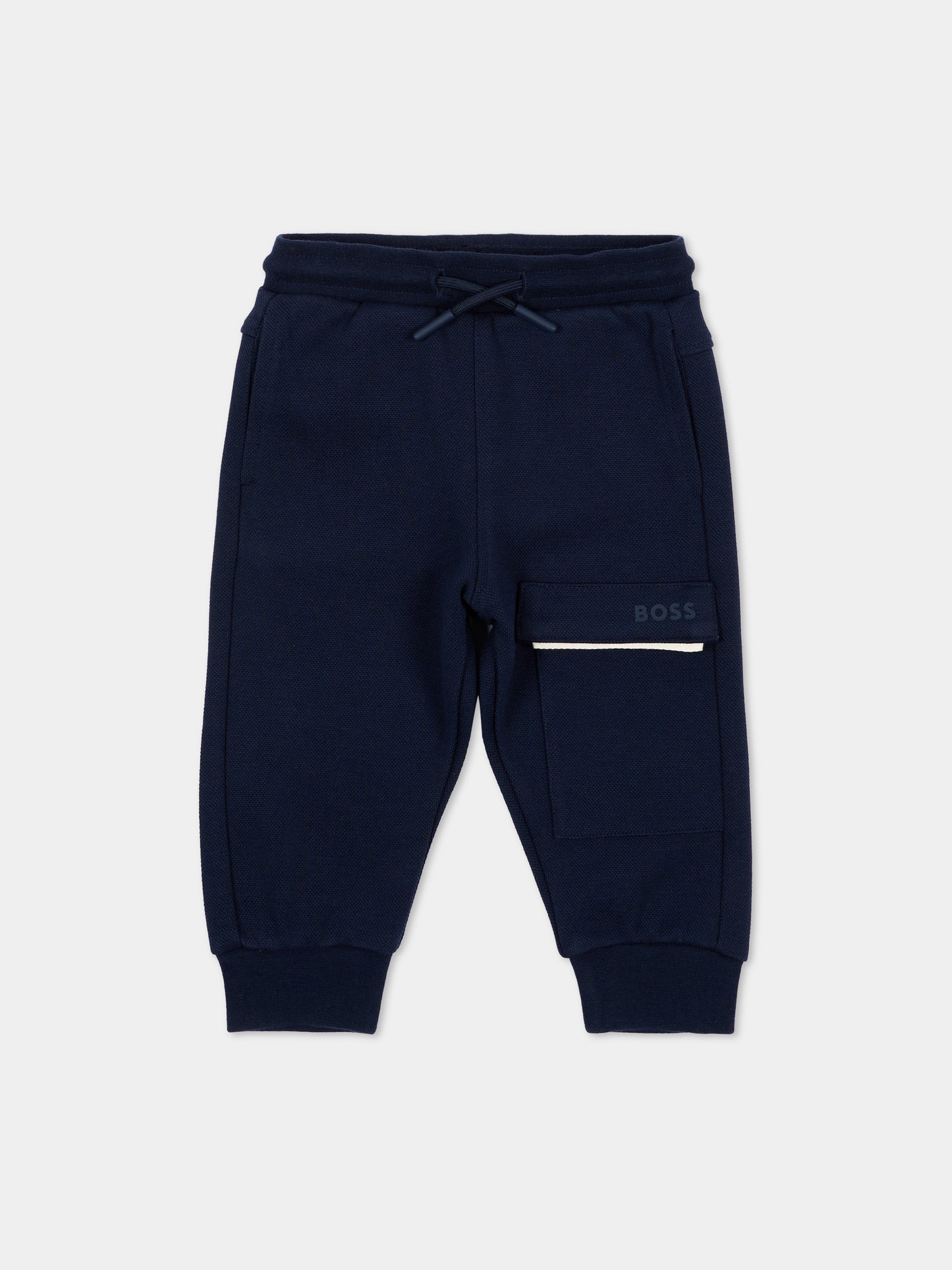 Pantalone blu per neonato con logo,Boss,J53473 849