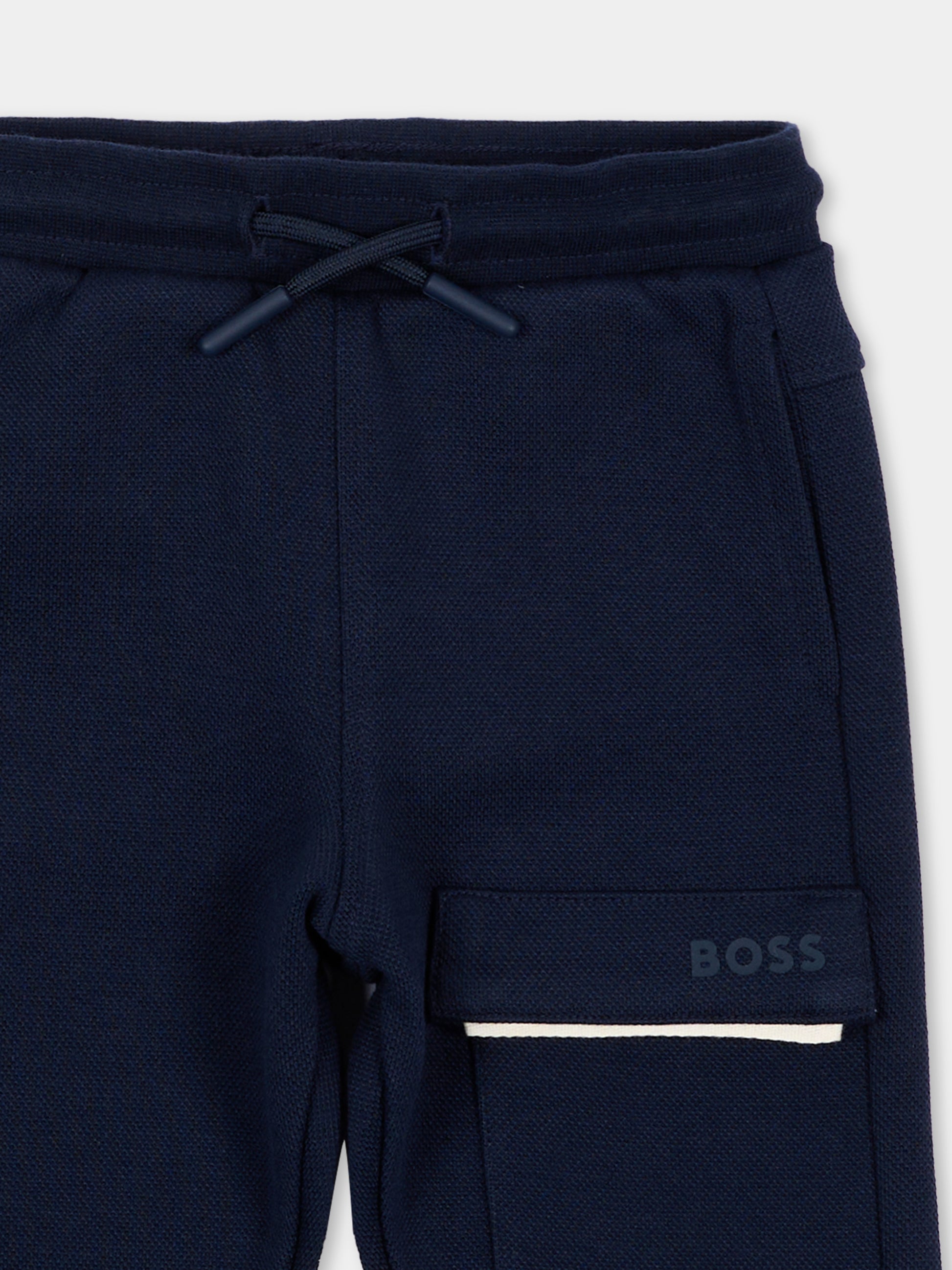 Pantalone blu per neonato con logo,Boss,J53473 849