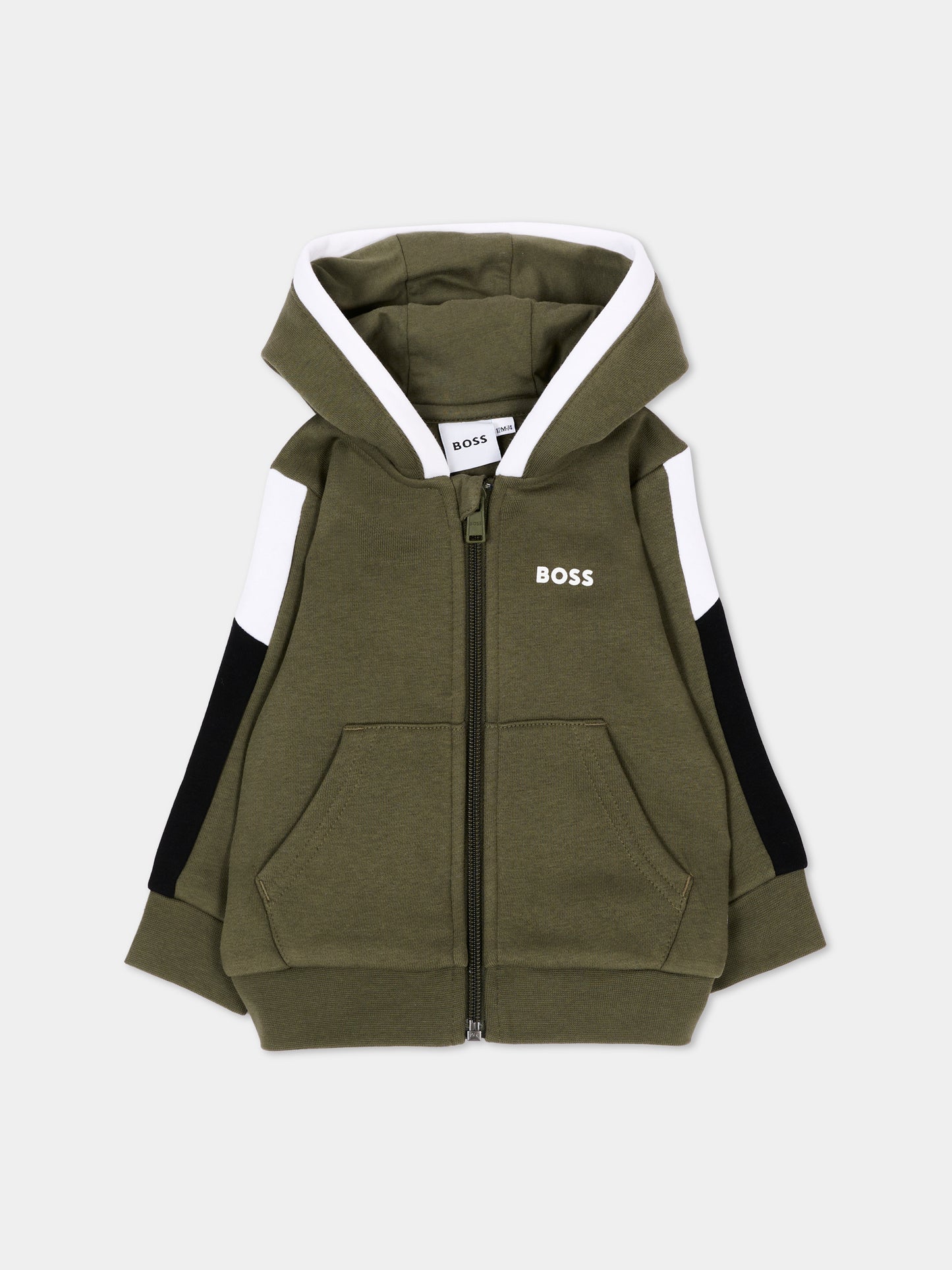 Felpa verde per neonato con logo,Boss,J53480 63D