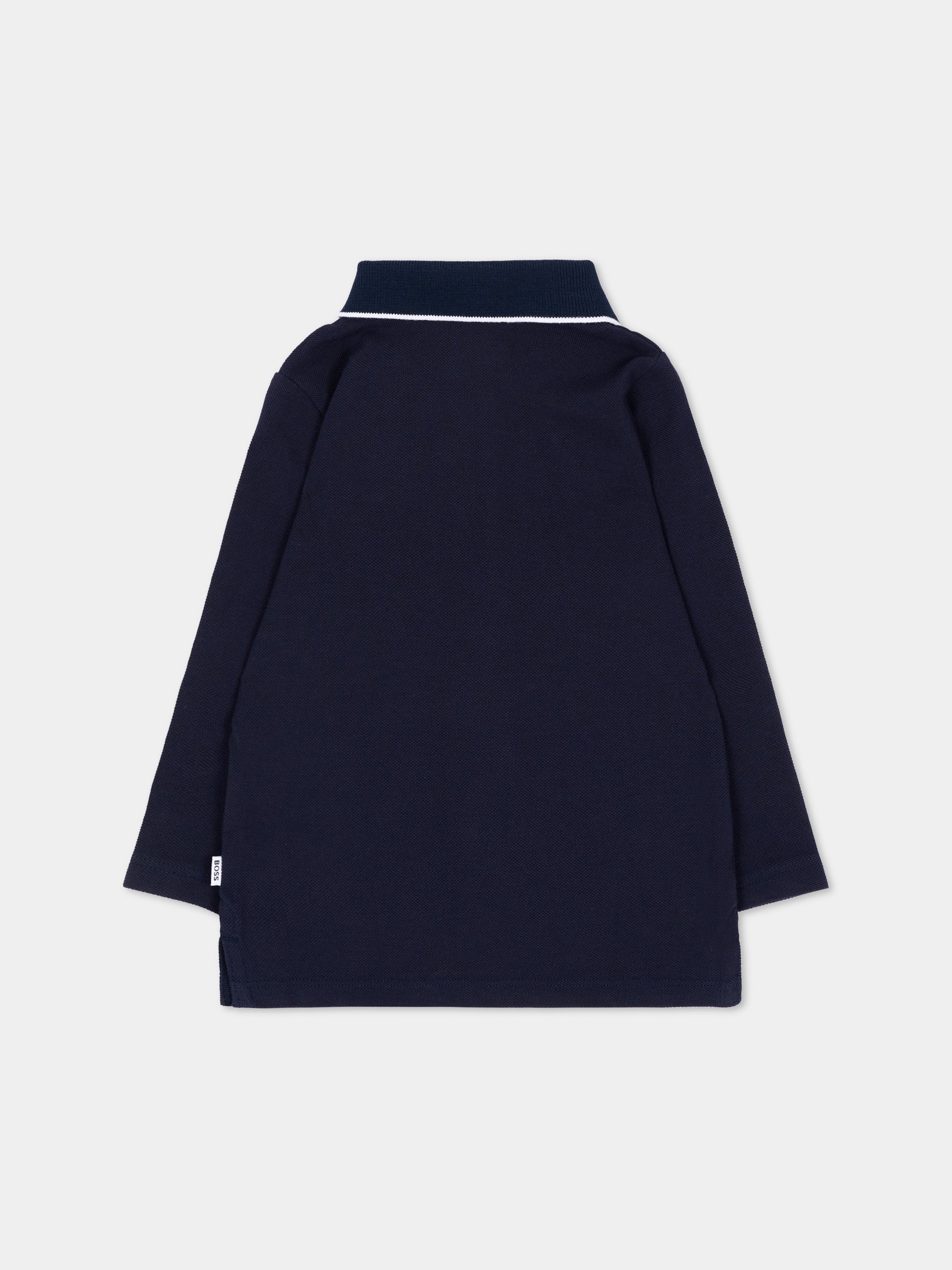 Polo blu per neonato con logo,Boss,J53481 849