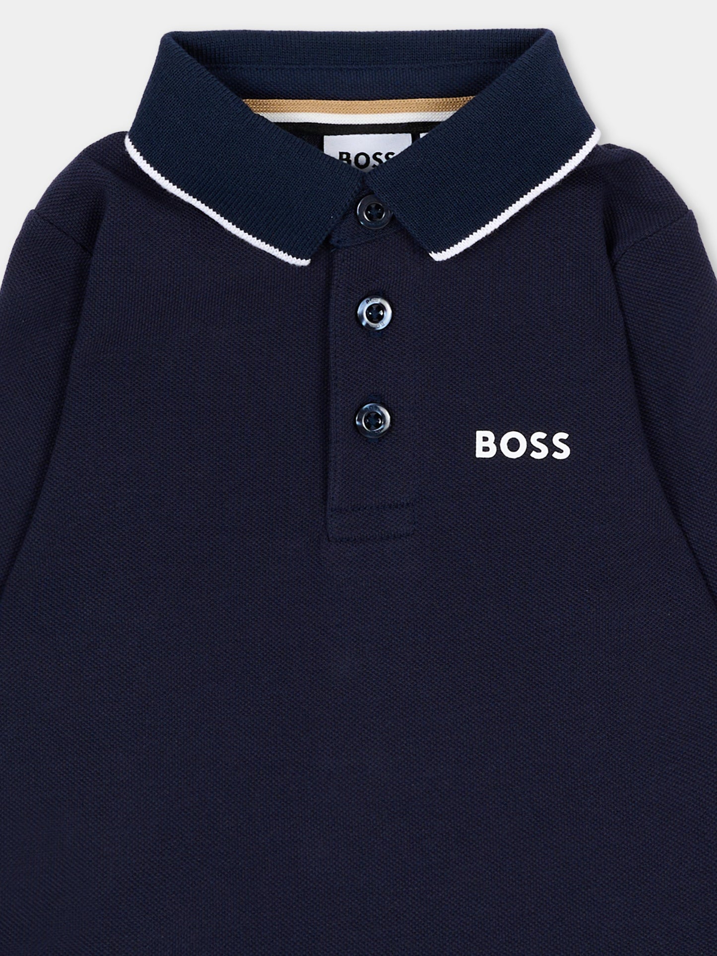 Polo blu per neonato con logo,Boss,J53481 849