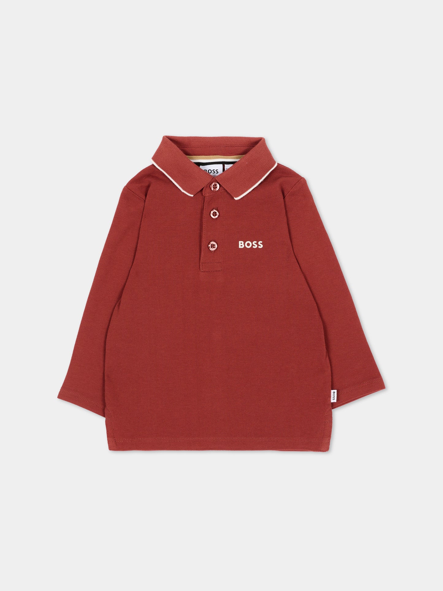 Polo bordeaux per neonato con logo,Boss,J53481 95G