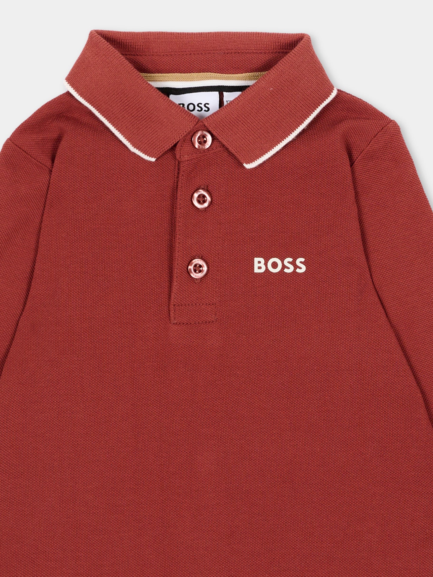 Polo bordeaux per neonato con logo,Boss,J53481 95G