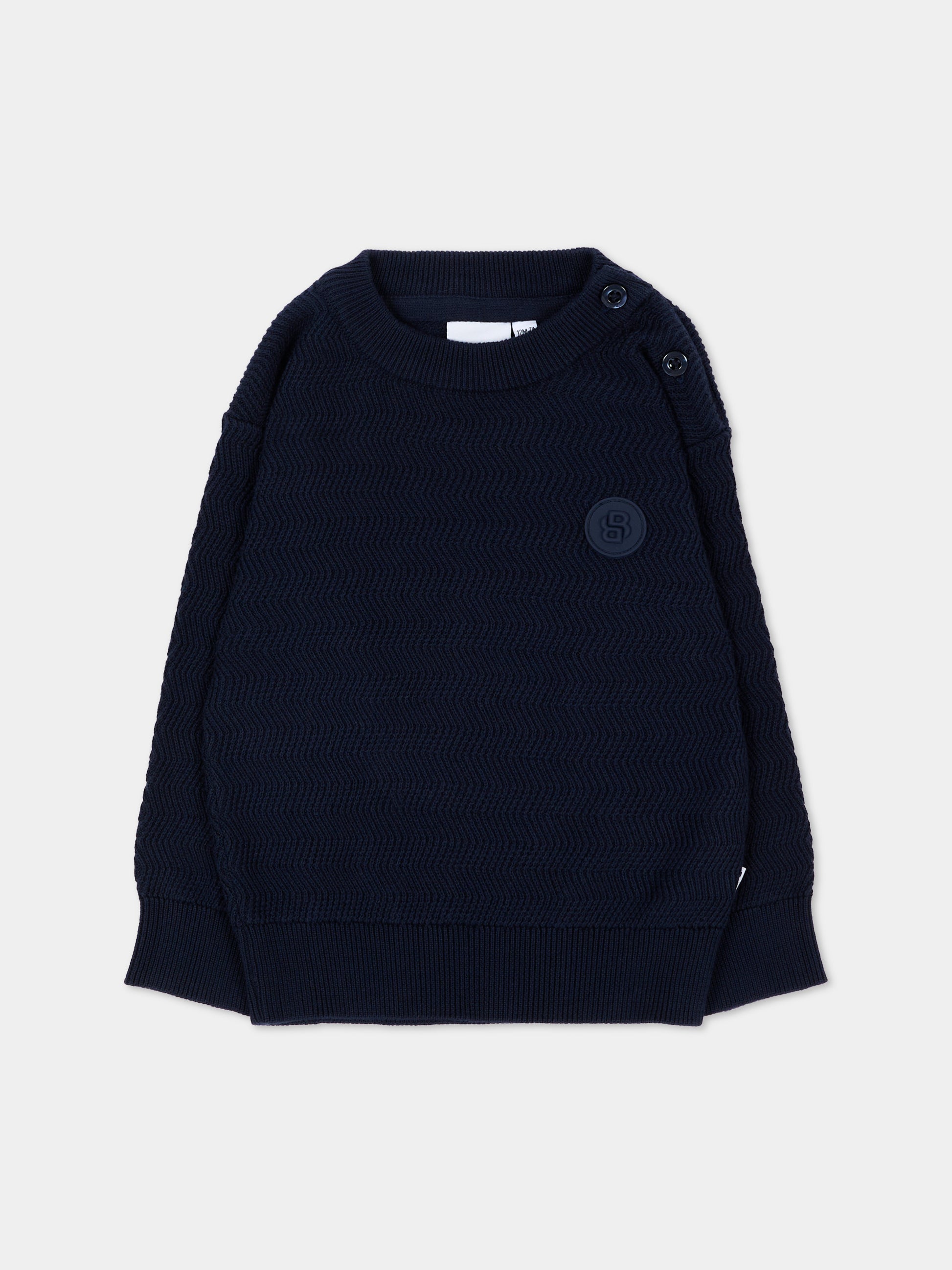 Maglione blu per neonato con logo,Boss,J53486 849