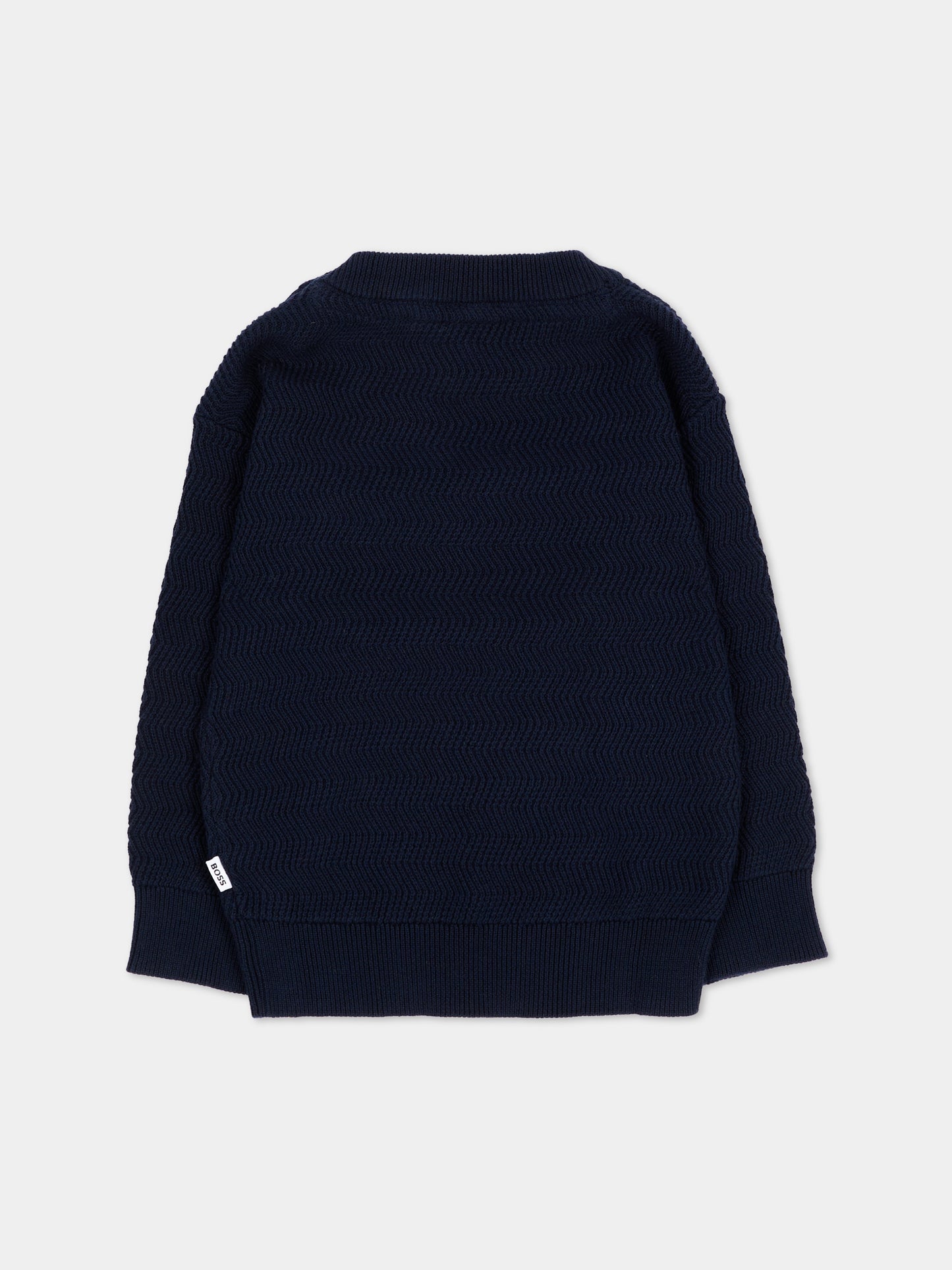 Maglione blu per neonato con logo,Boss,J53486 849