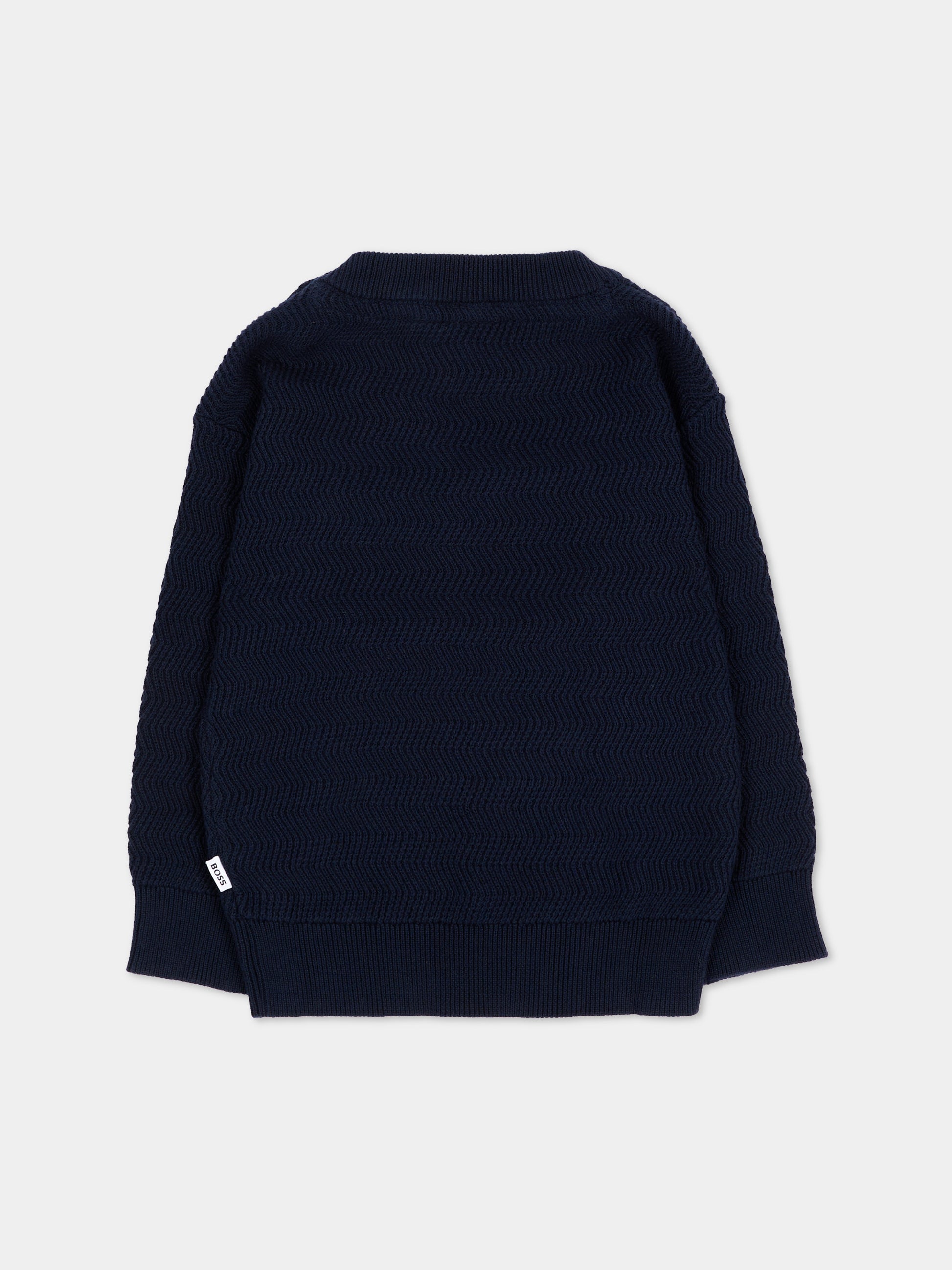 Maglione blu per neonato con logo,Boss,J53486 849