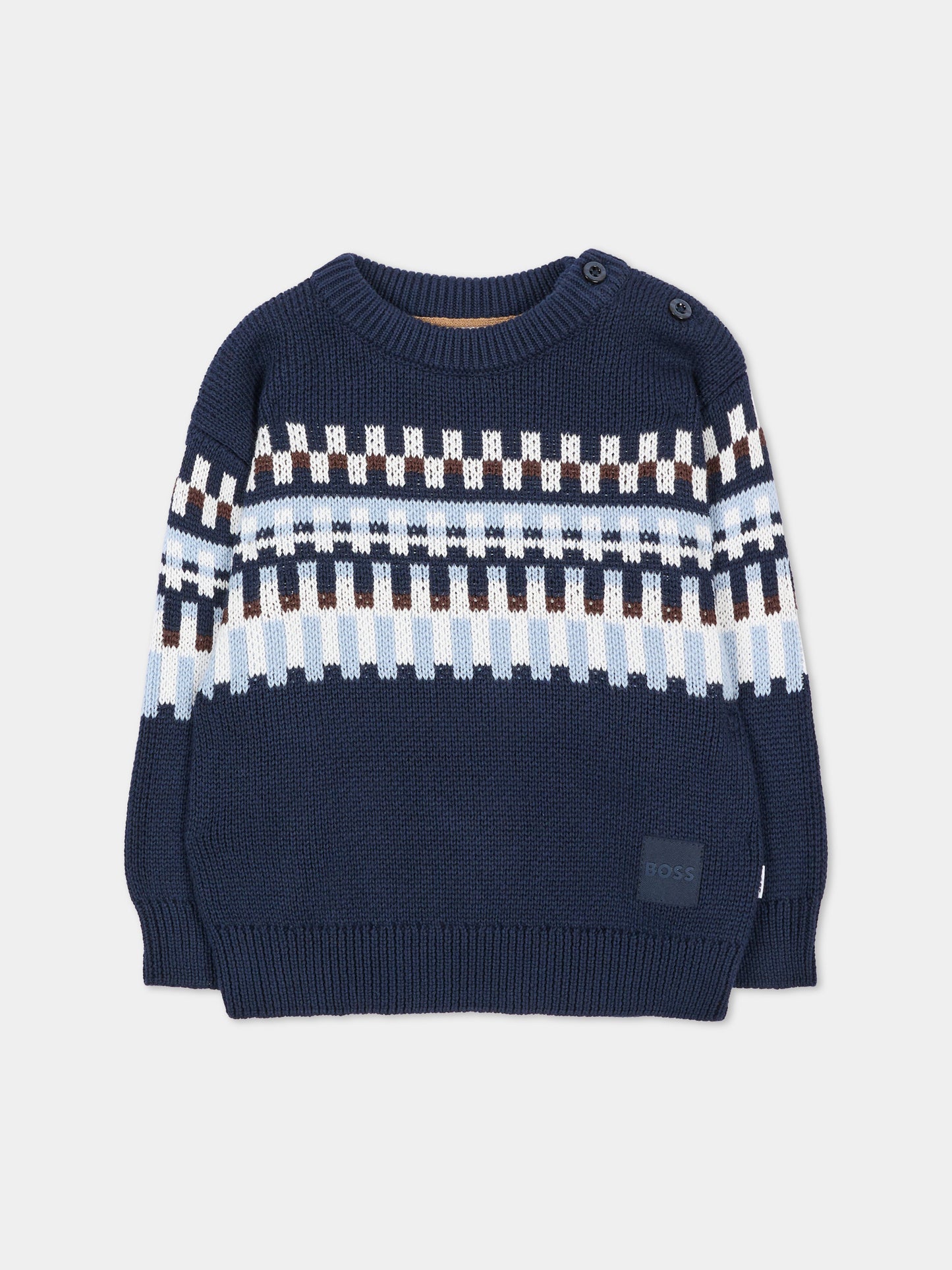 Maglione blu per neonato a righe,Boss,J53487 849
