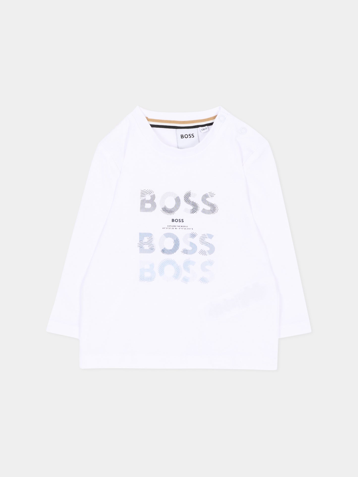 T-shirt bianca per neonato con logo,Boss,J53497 10P
