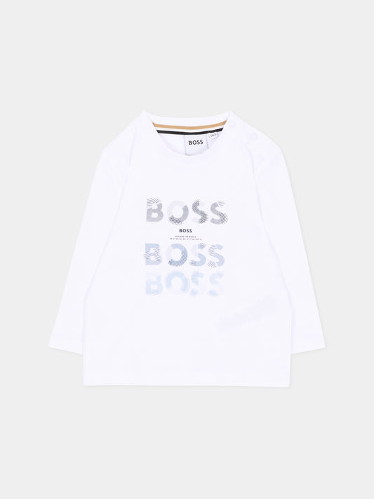 T-shirt bianca per neonato con logo,Boss,J53497 10P
