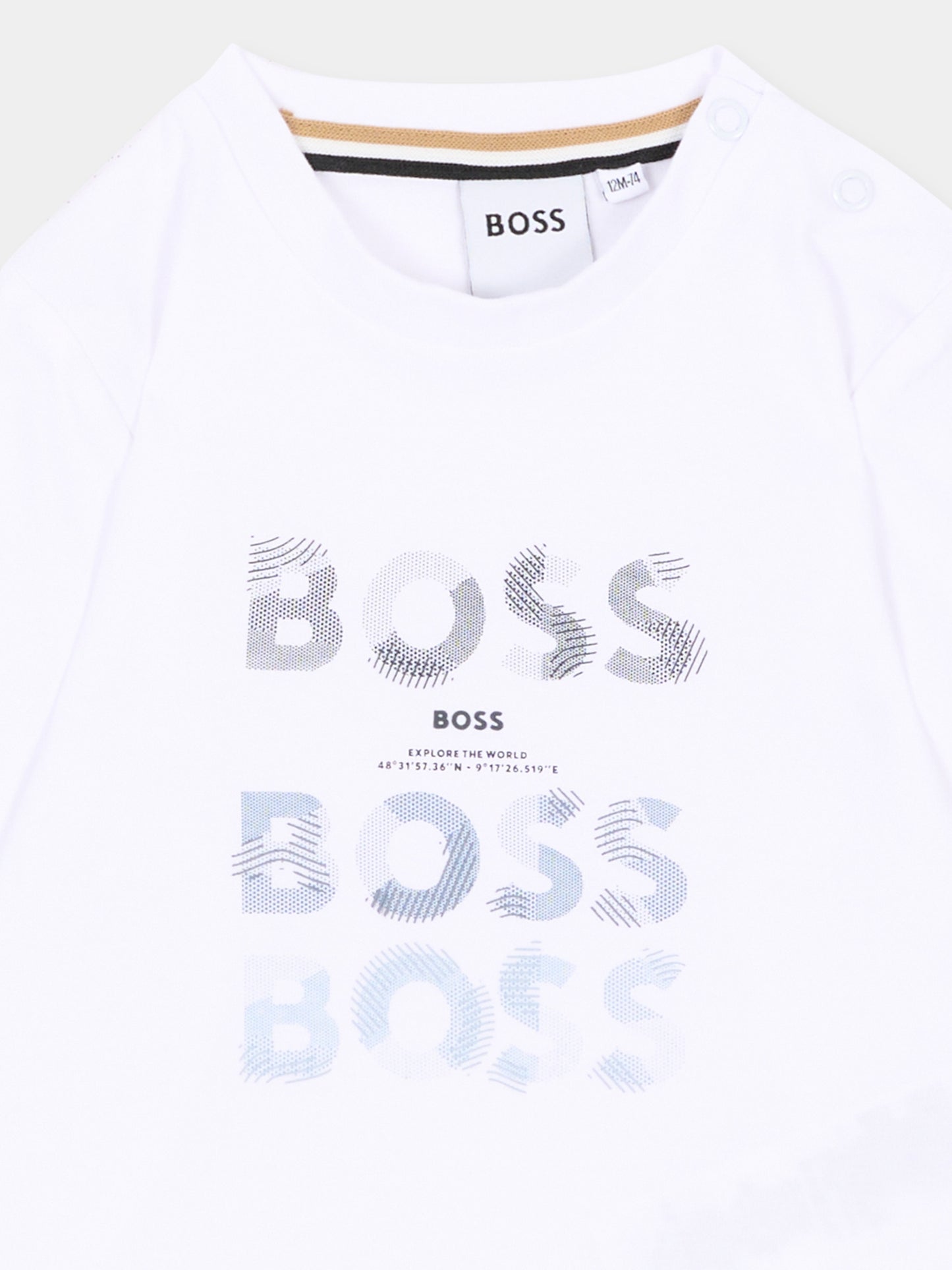 T-shirt bianca per neonato con logo,Boss,J53497 10P