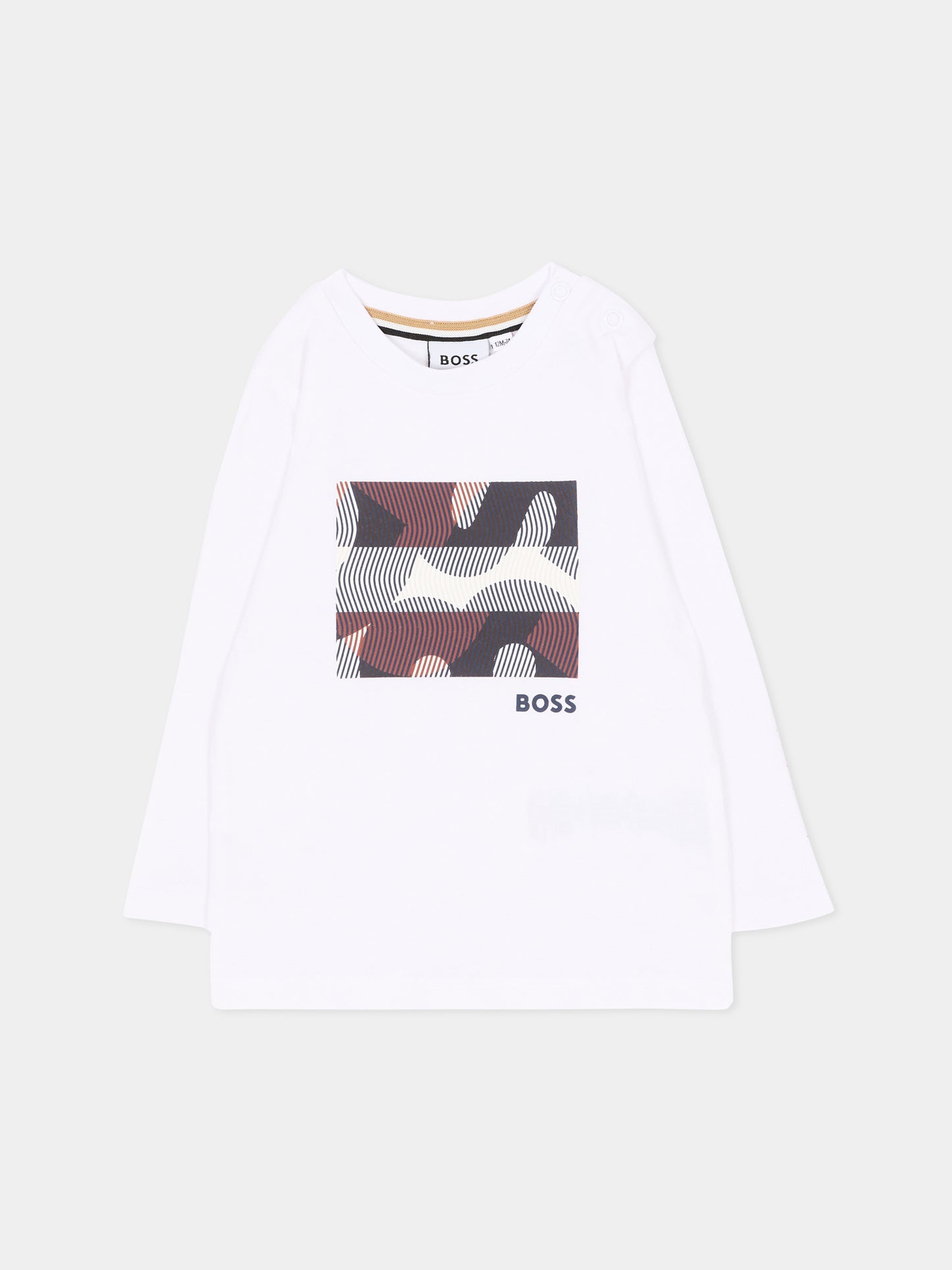 T-shirt bianca per neonato con logo,Boss,J53502 10P