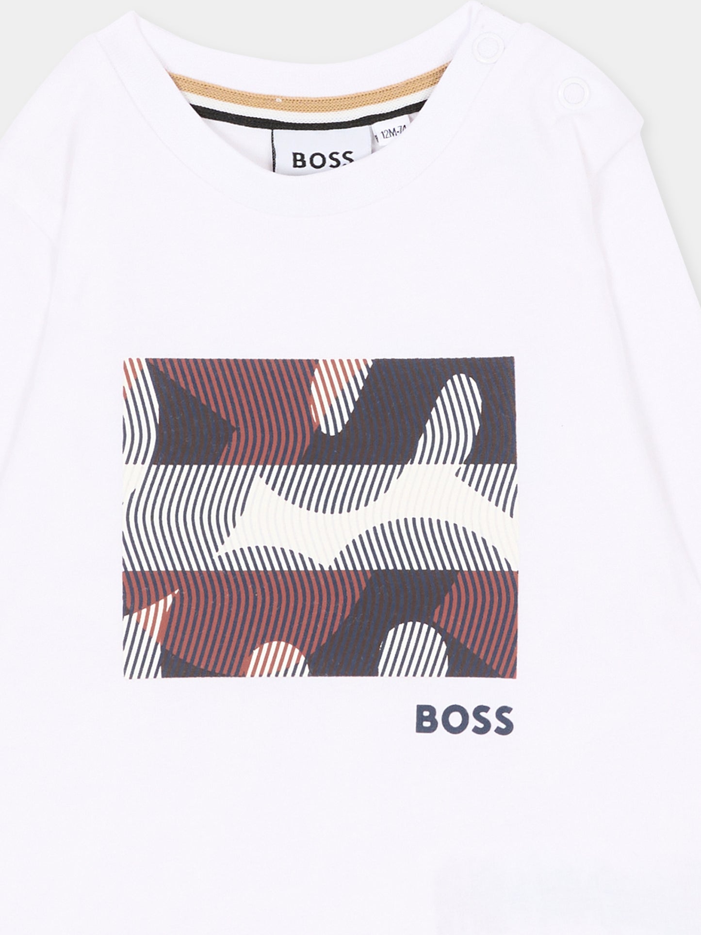 T-shirt bianca per neonato con logo,Boss,J53502 10P