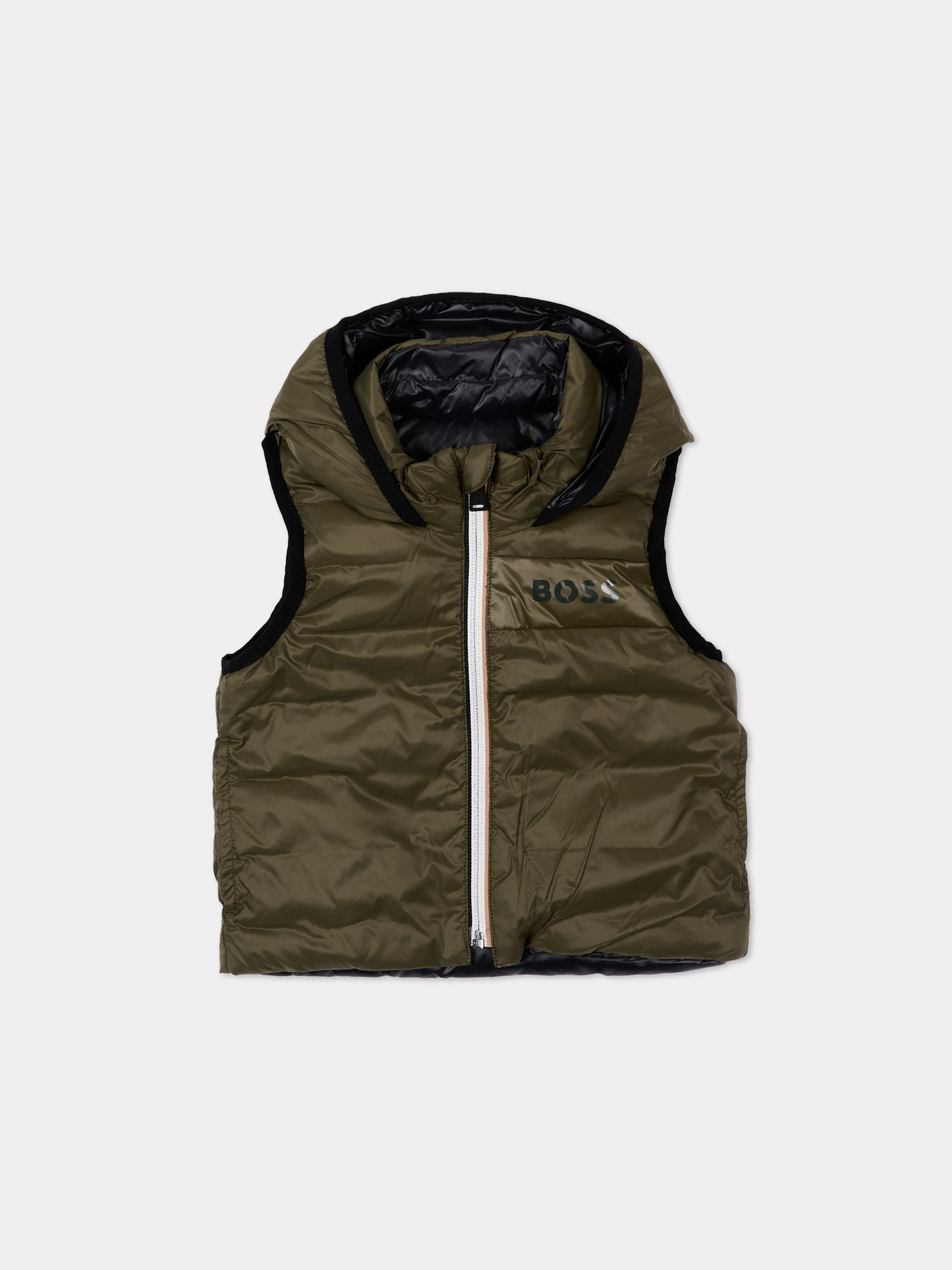 Gilet verde per neonato con logo,Boss,J53506 63D