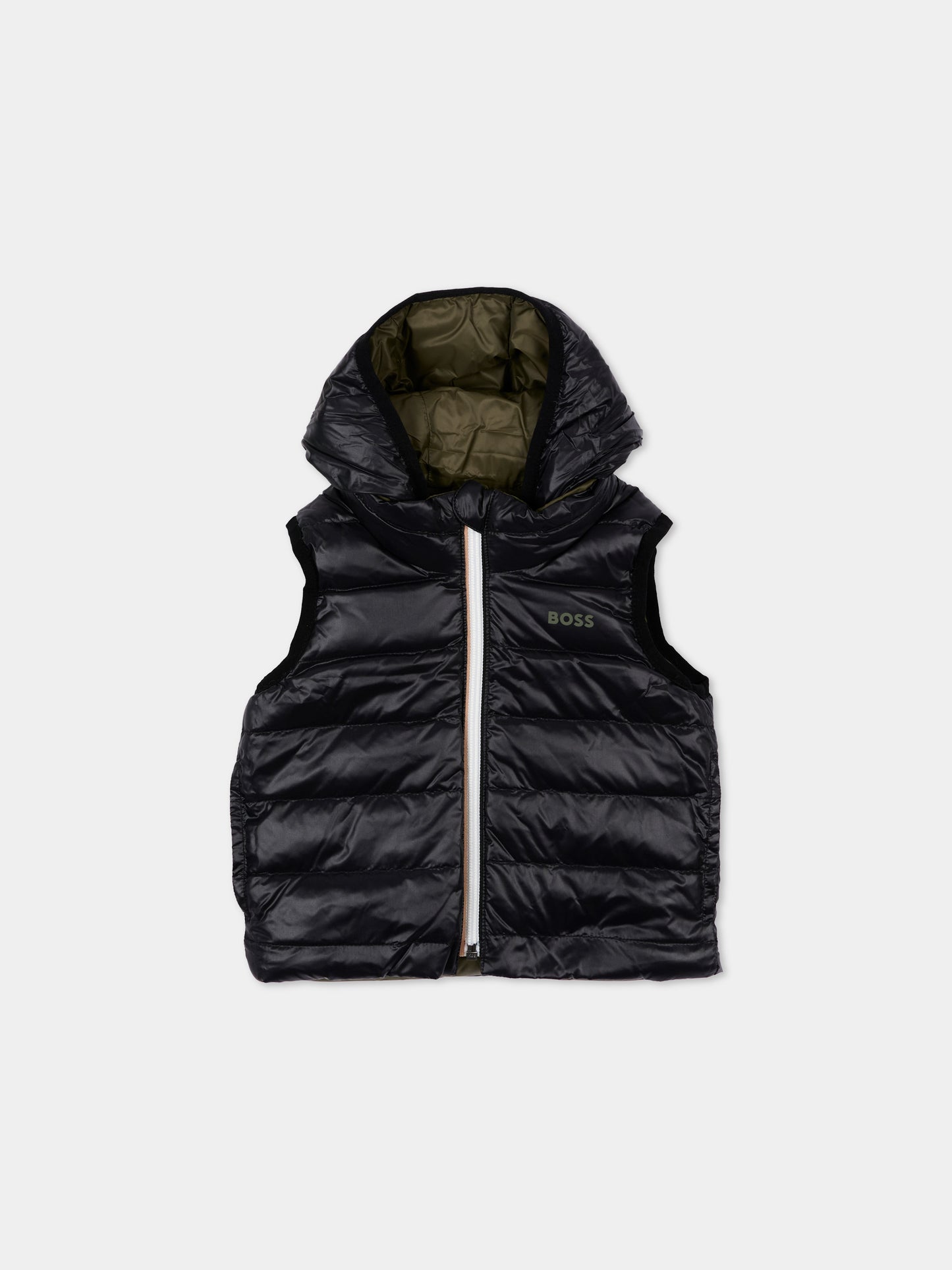 Gilet verde per neonato con logo,Boss,J53506 63D