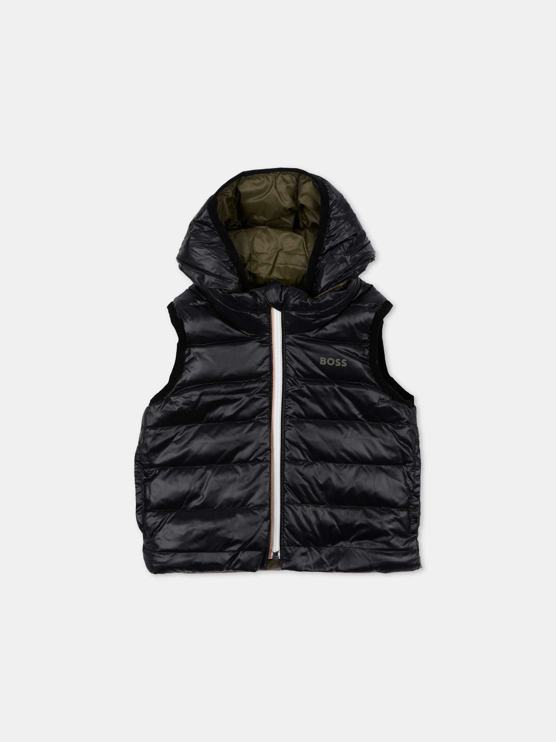 Gilet verde per neonato con logo,Boss,J53506 63D