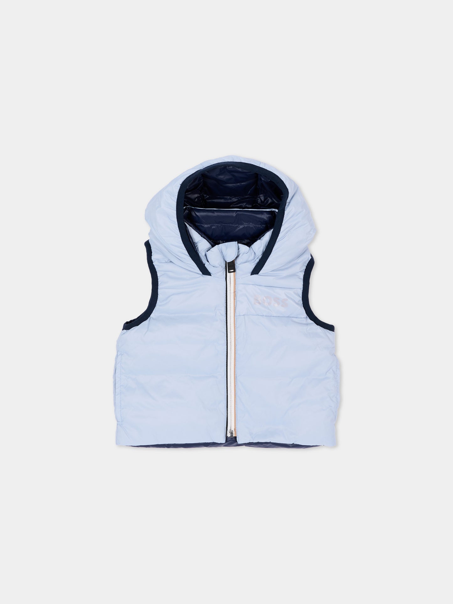 Gilet celeste per neonato con logo,Boss,J53506 796