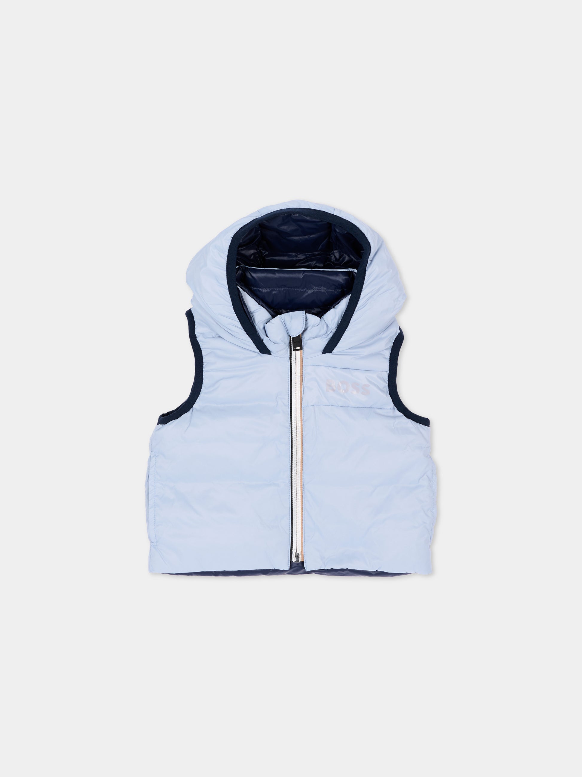Gilet celeste per neonato con logo,Boss,J53506 796