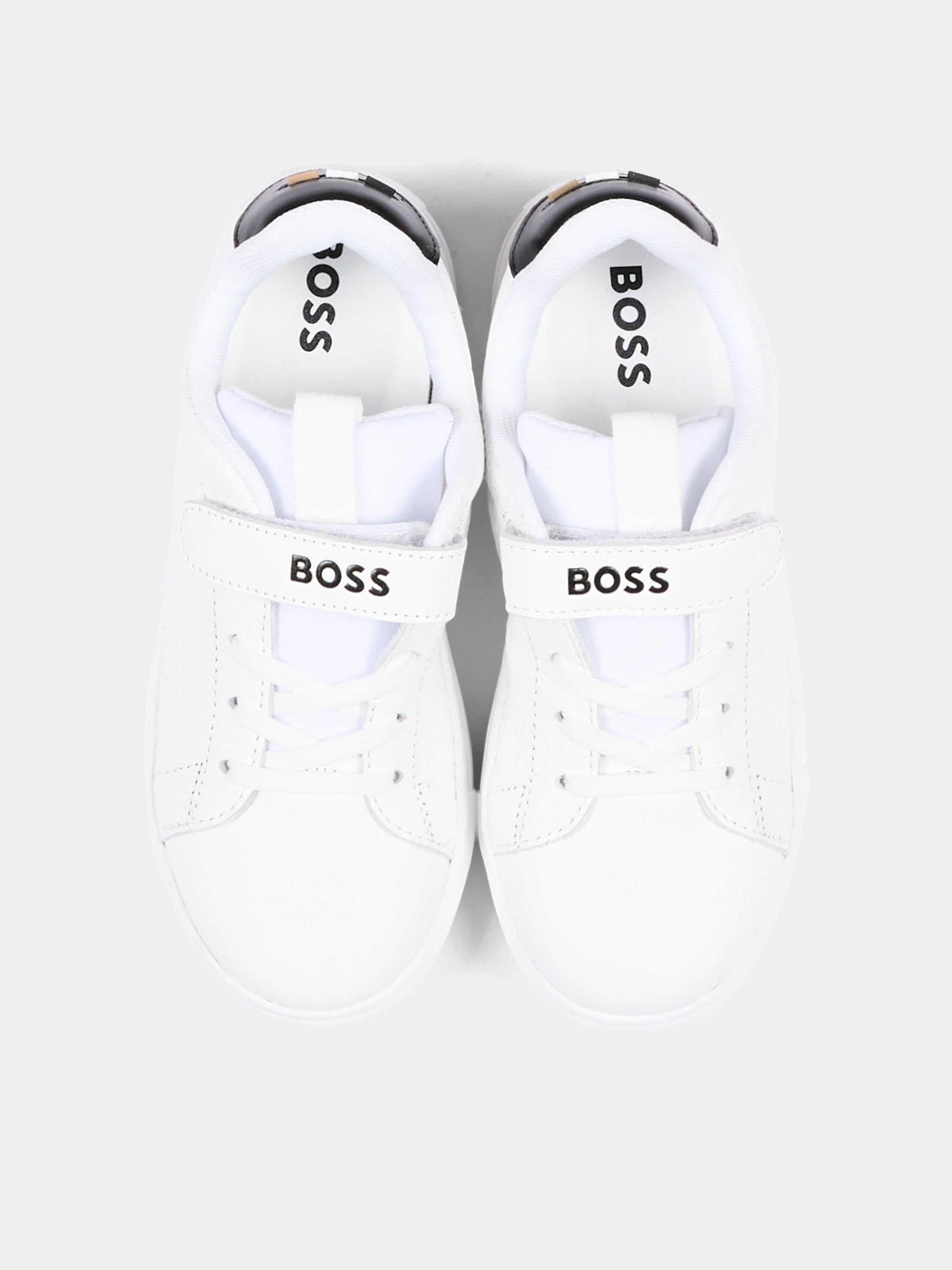 Sneakers bianche per bambino con logo,Boss,J53540 10P