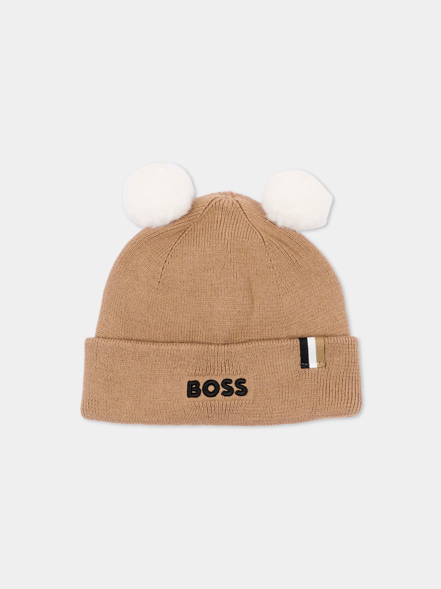 Berretto beige per neonato con logo,Boss,J53567 269
