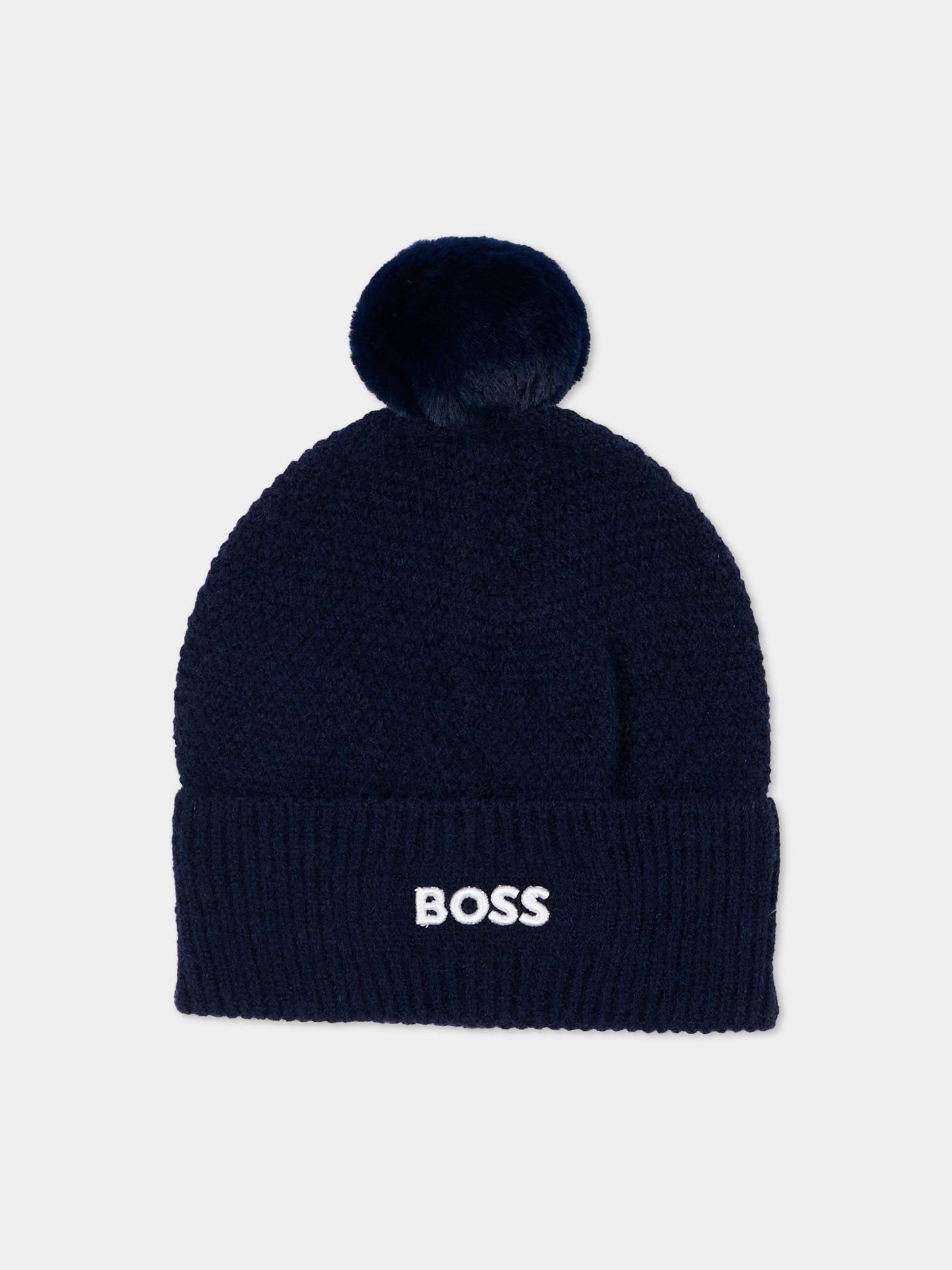 Berretto blu per neonato con logo,Boss,J53576 849